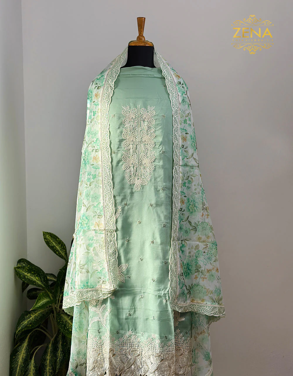 Unstitched Organza Party Wear Suit - Embroidery Work 🌟 - Image 6