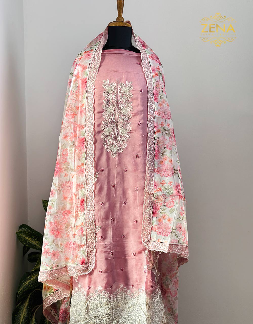 Unstitched Organza Party Wear Suit - Embroidery Work 🌟 - Image 7