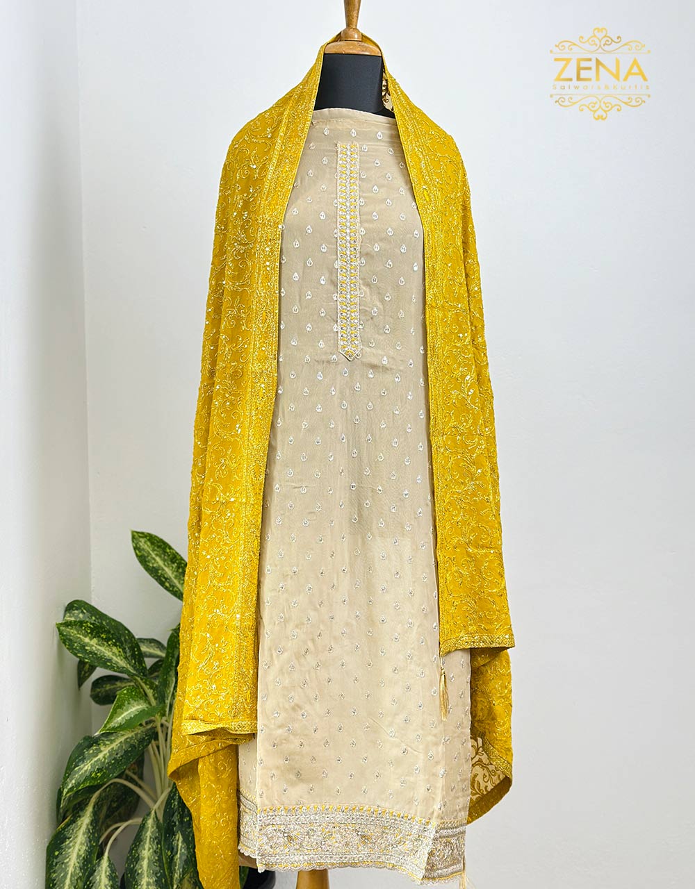 Pure Organza Unstitched Party Wear Suit - Heavy Embroidered Chiffon Dupatta ๐ - Image 4