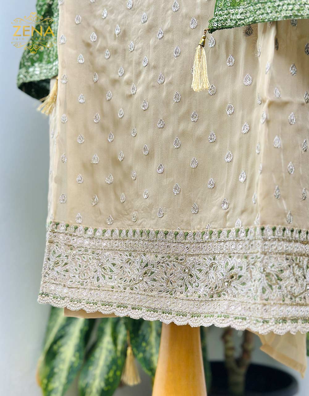 Pure Organza Unstitched Party Wear Suit - Heavy Embroidered Chiffon Dupatta ๐ - Image 5