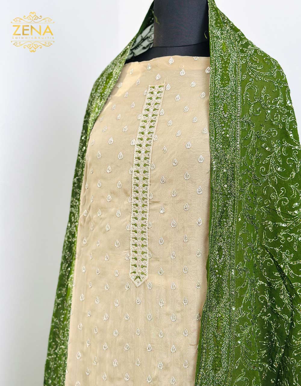 Pure Organza Unstitched Party Wear Suit - Heavy Embroidered Chiffon Dupatta ๐ - Image 6