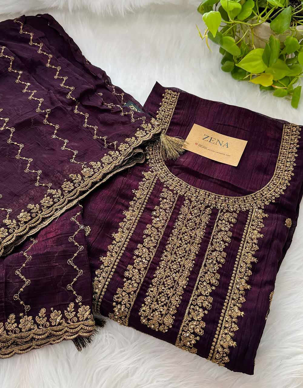 Unstitched Shimmer Silk Partywear Suit - Radiant Elegance ✨ - Image 5