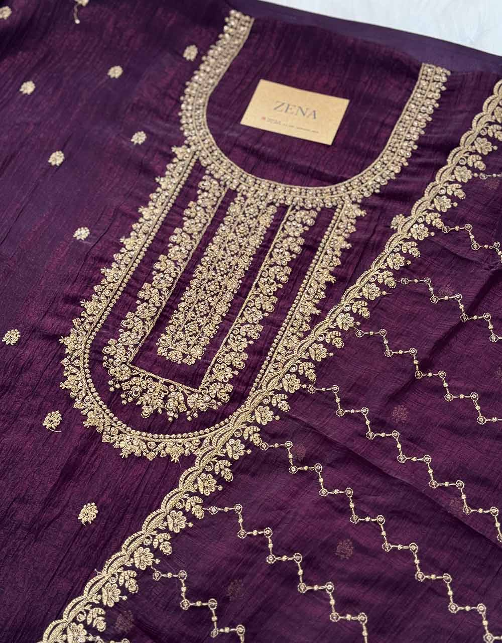 Unstitched Shimmer Silk Partywear Suit - Radiant Elegance ✨ - Image 6