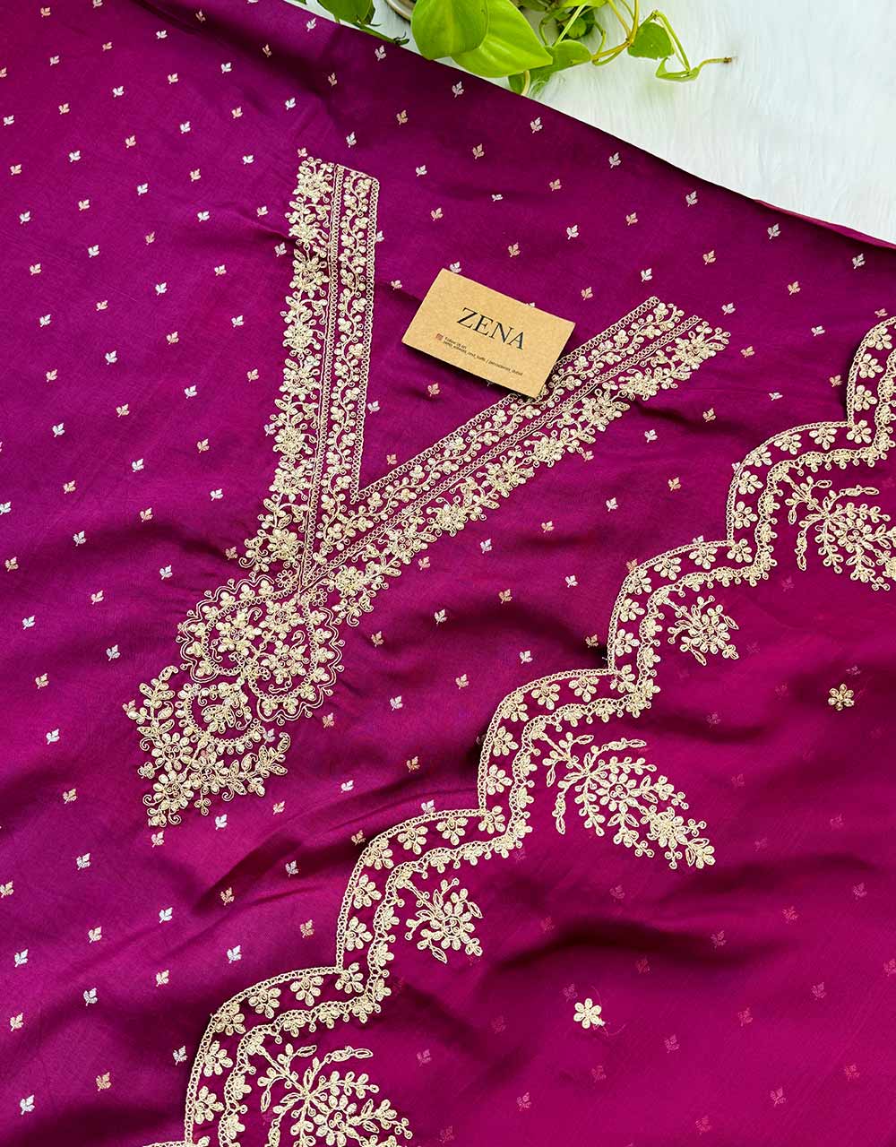 Dola Silk Unstitched Party Wear Suit with Organza Dupatta β Luxurious Elegance & Grace β¨ - Image 4