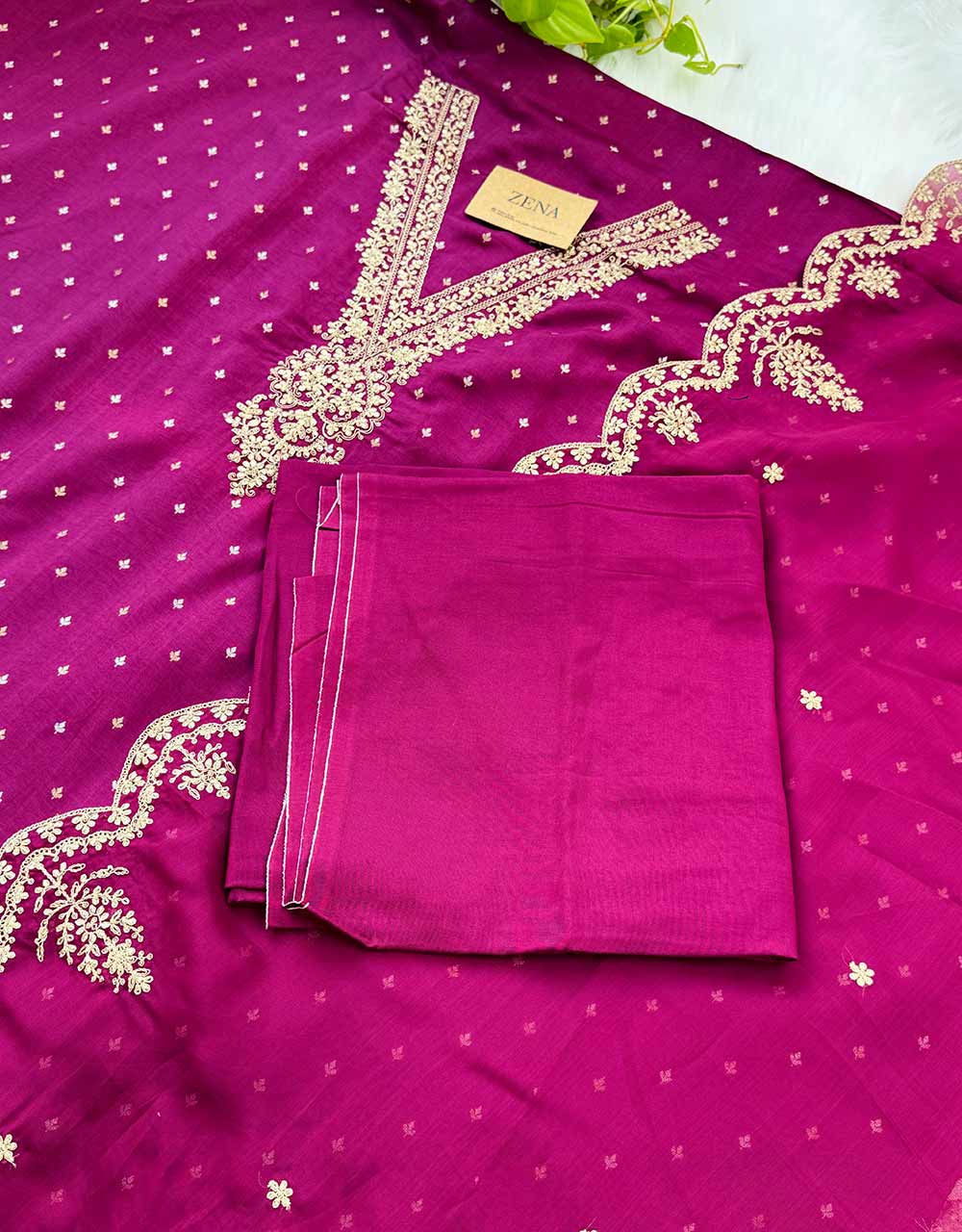 Dola Silk Unstitched Party Wear Suit with Organza Dupatta β Luxurious Elegance & Grace β¨ - Image 5