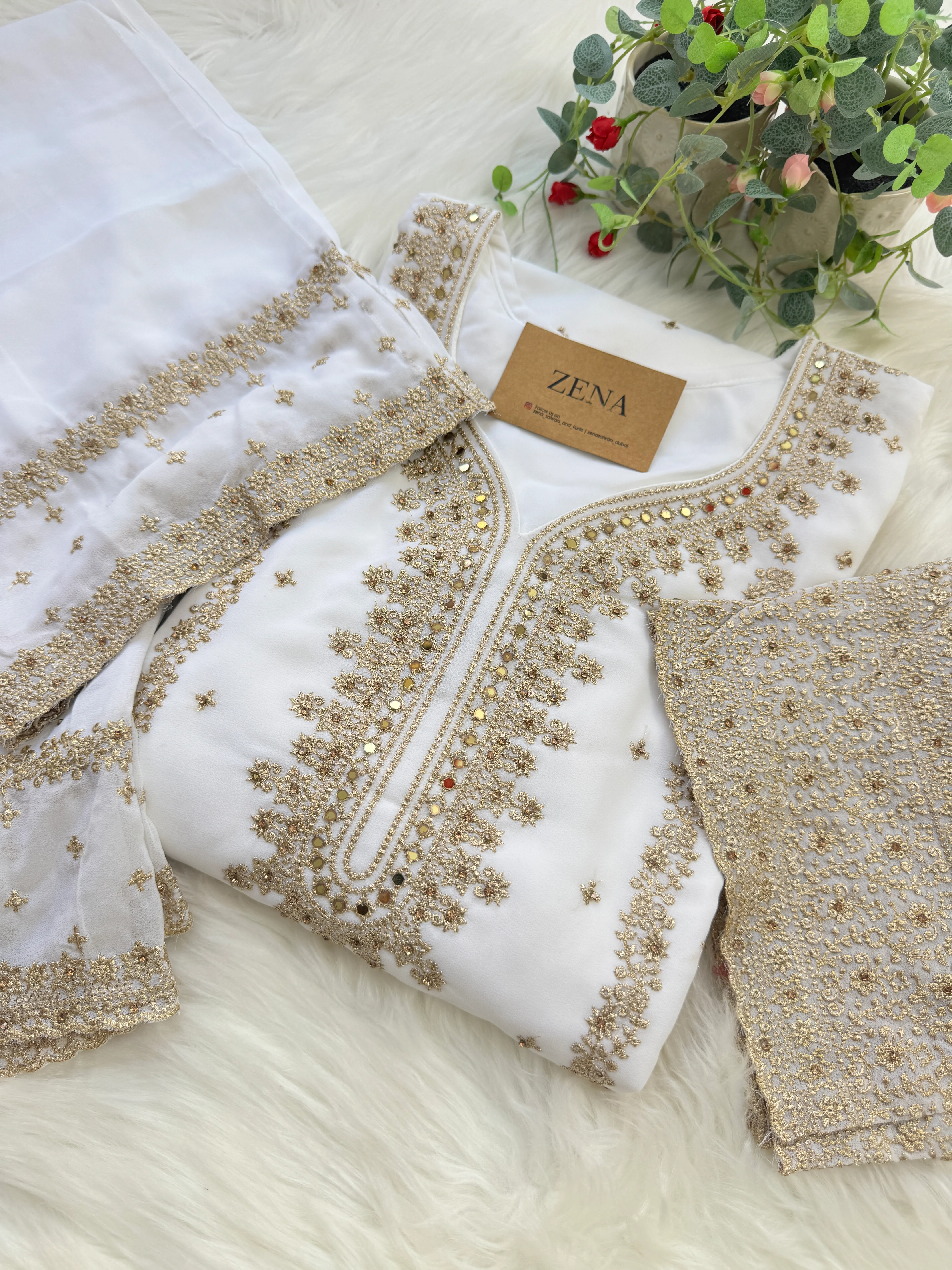 Georgette Partywear Suit with Mirror Work โ Sparkle with Subtle Elegance