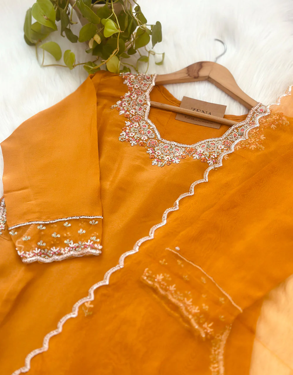 Tissue Silk Ready to Wear Kurti Set with Organza Dupatta β Timeless Grace & Luxury β¨ - Image 3