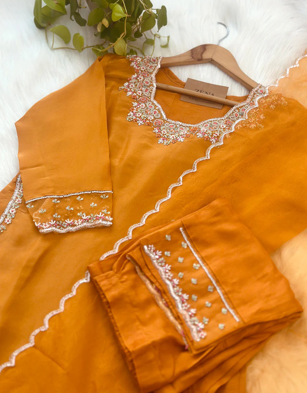 Tissue Silk Ready to Wear Kurti Set with Organza Dupatta β Timeless Grace & Luxury β¨ - Image 4