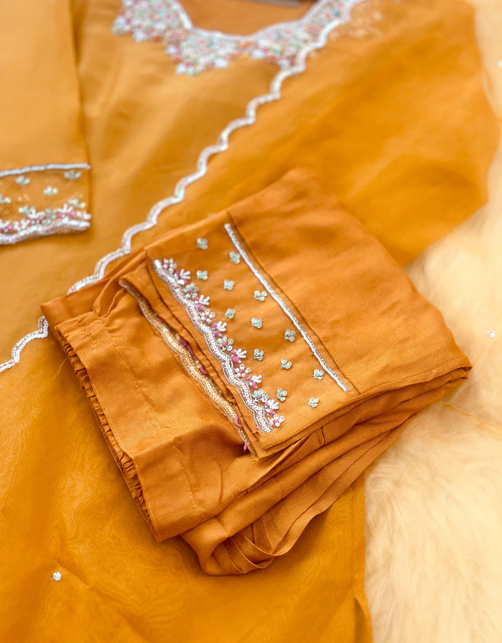 Tissue Silk Ready to Wear Kurti Set with Organza Dupatta β Timeless Grace & Luxury β¨ - Image 5