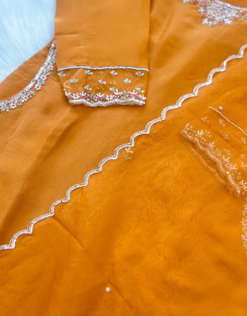 Tissue Silk Ready to Wear Kurti Set with Organza Dupatta β Timeless Grace & Luxury β¨ - Image 8