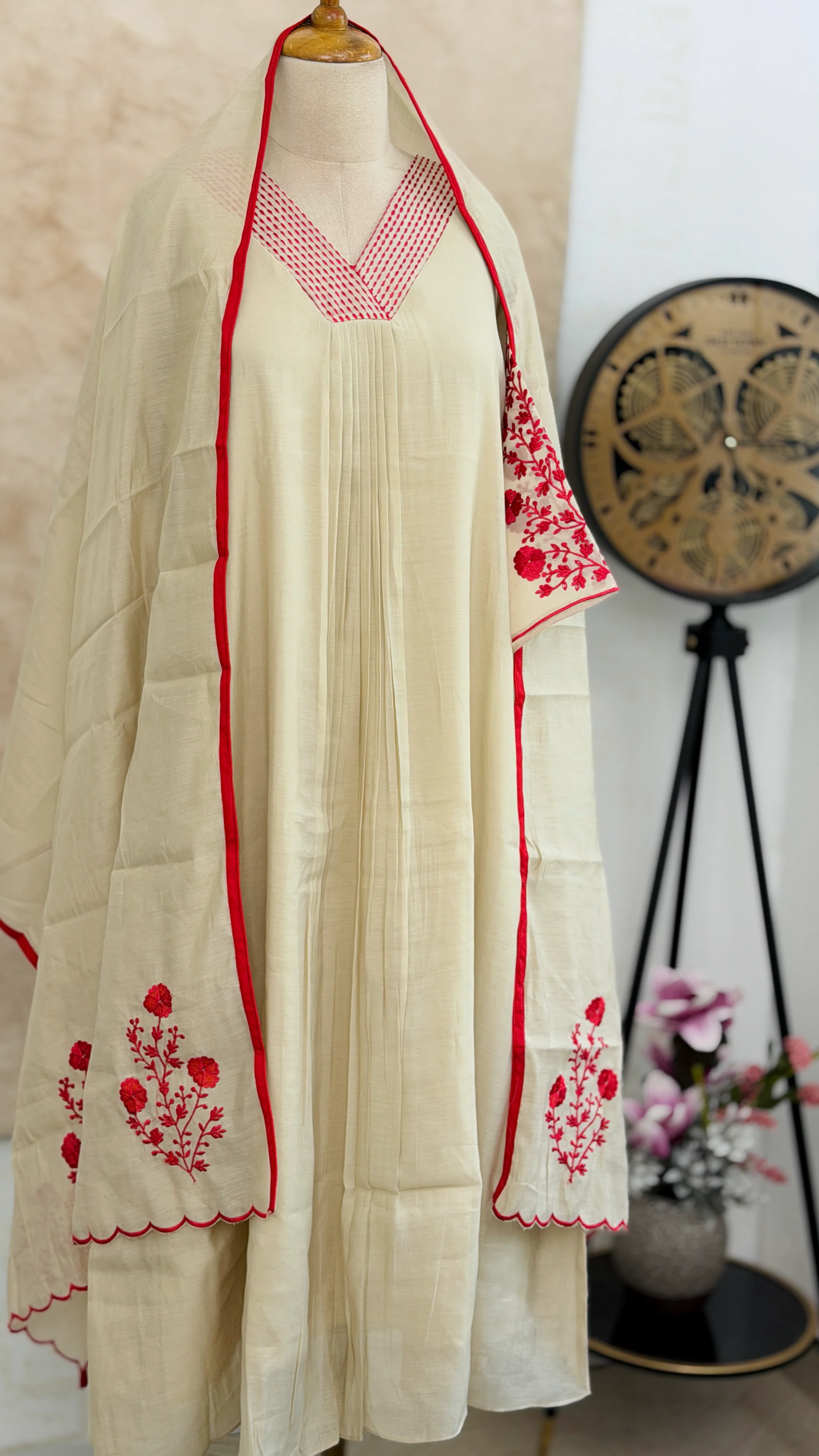 Glass Chanderi Embroidered Anarkali Set - Image 2