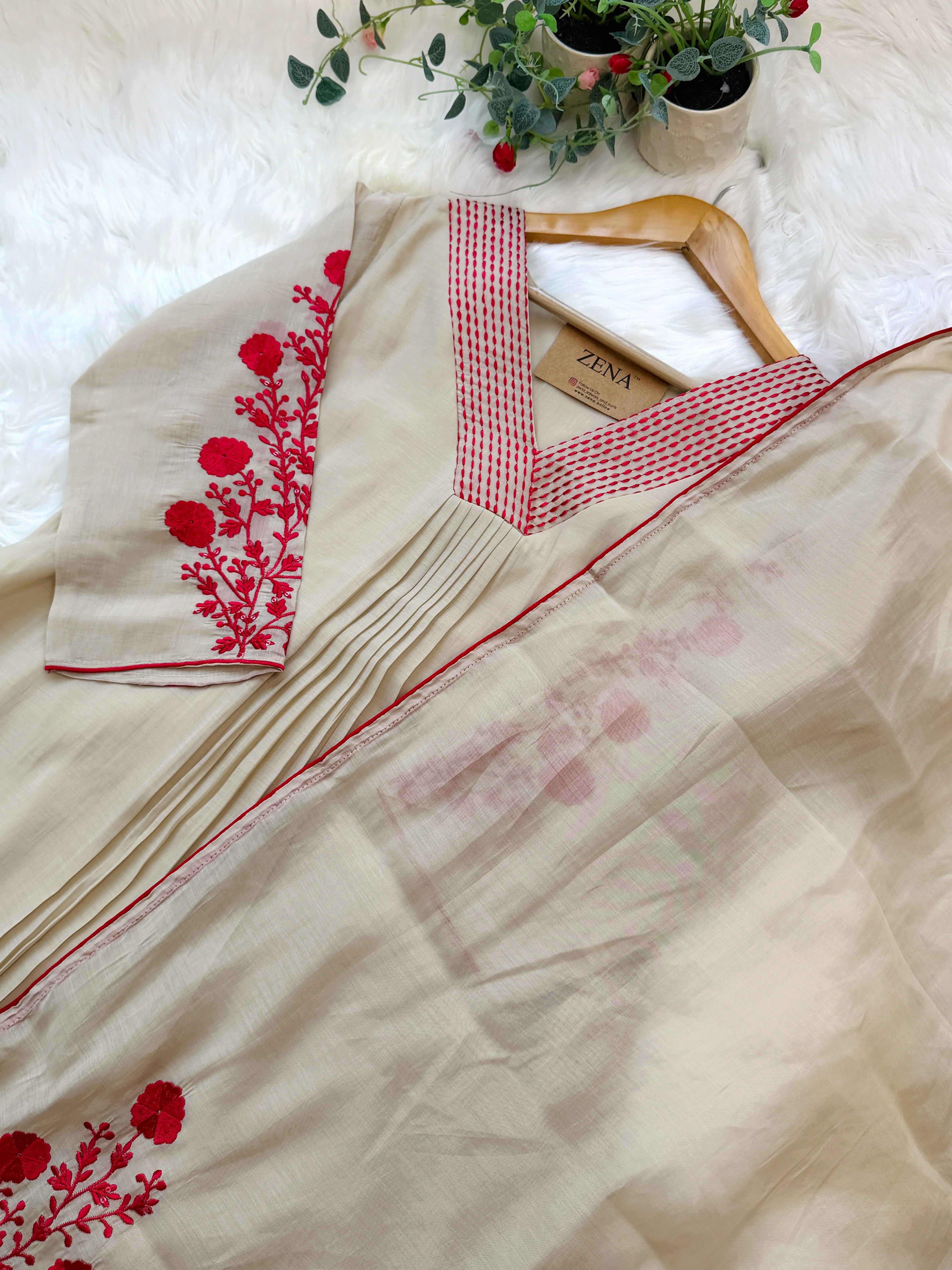 Glass Chanderi Embroidered Anarkali Set - Image 3