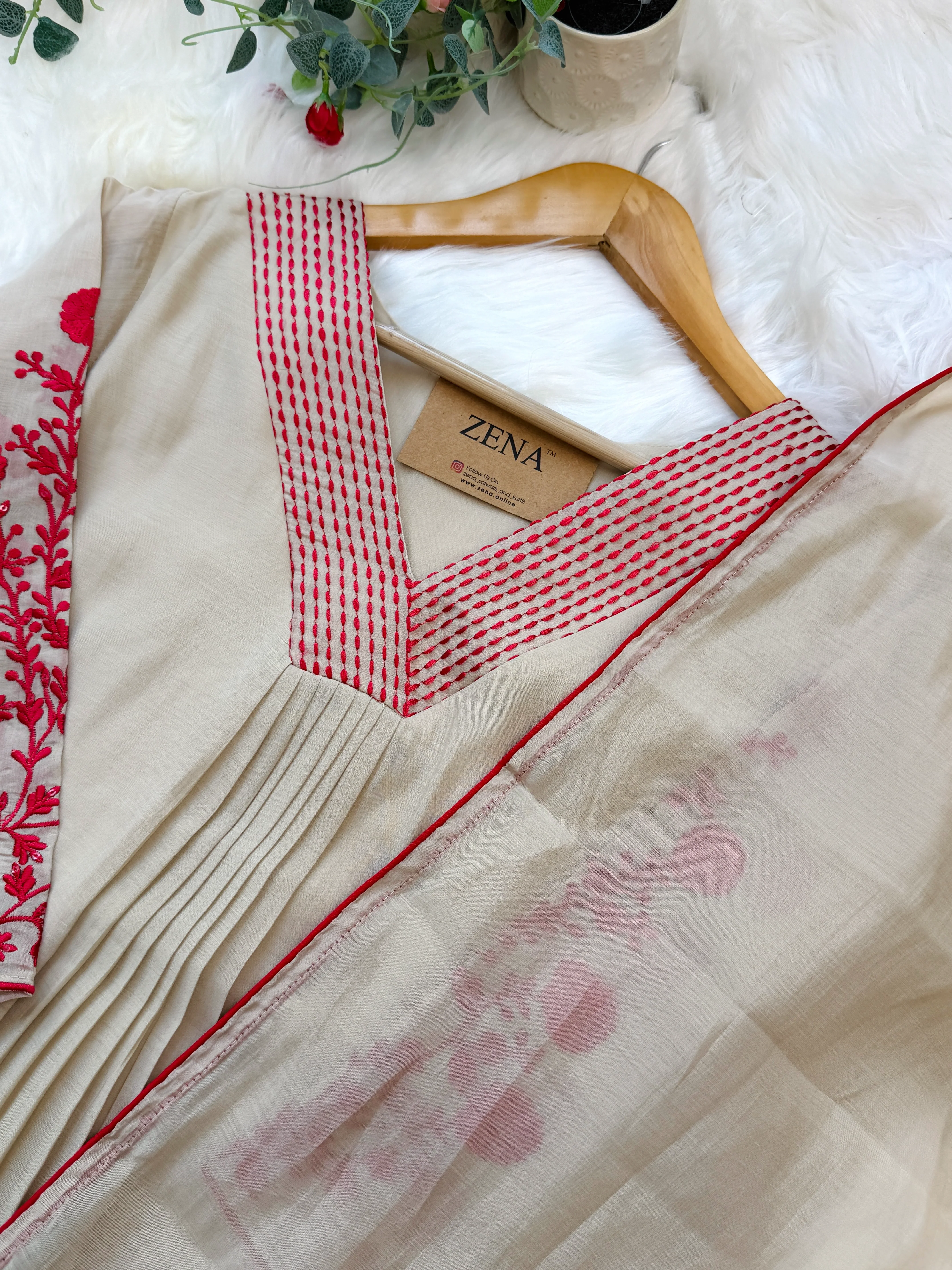 Glass Chanderi Embroidered Anarkali Set - Image 4