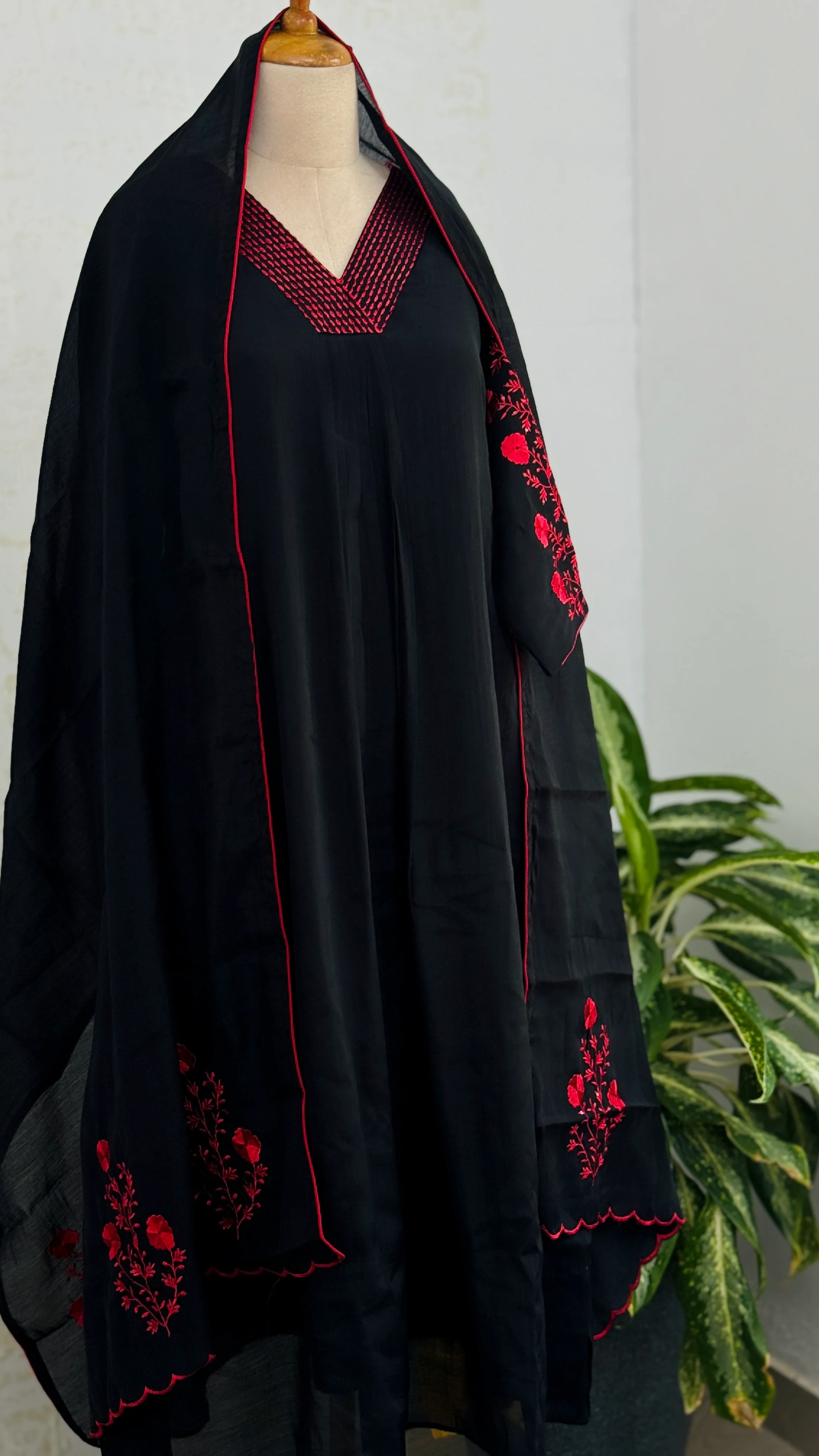 Glass Chanderi Embroidered Anarkali Set - Image 2