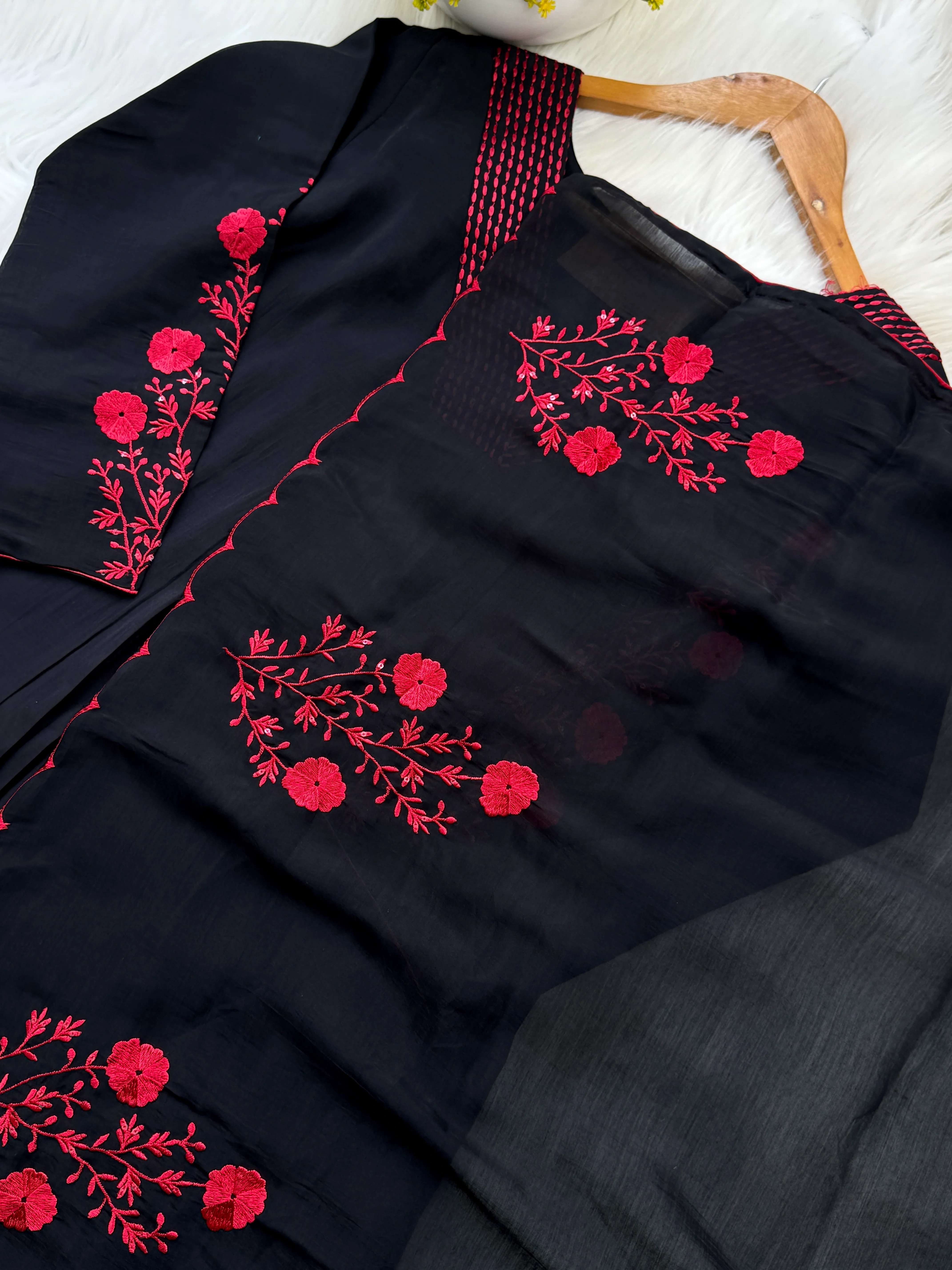 Glass Chanderi Embroidered Anarkali Set - Image 4