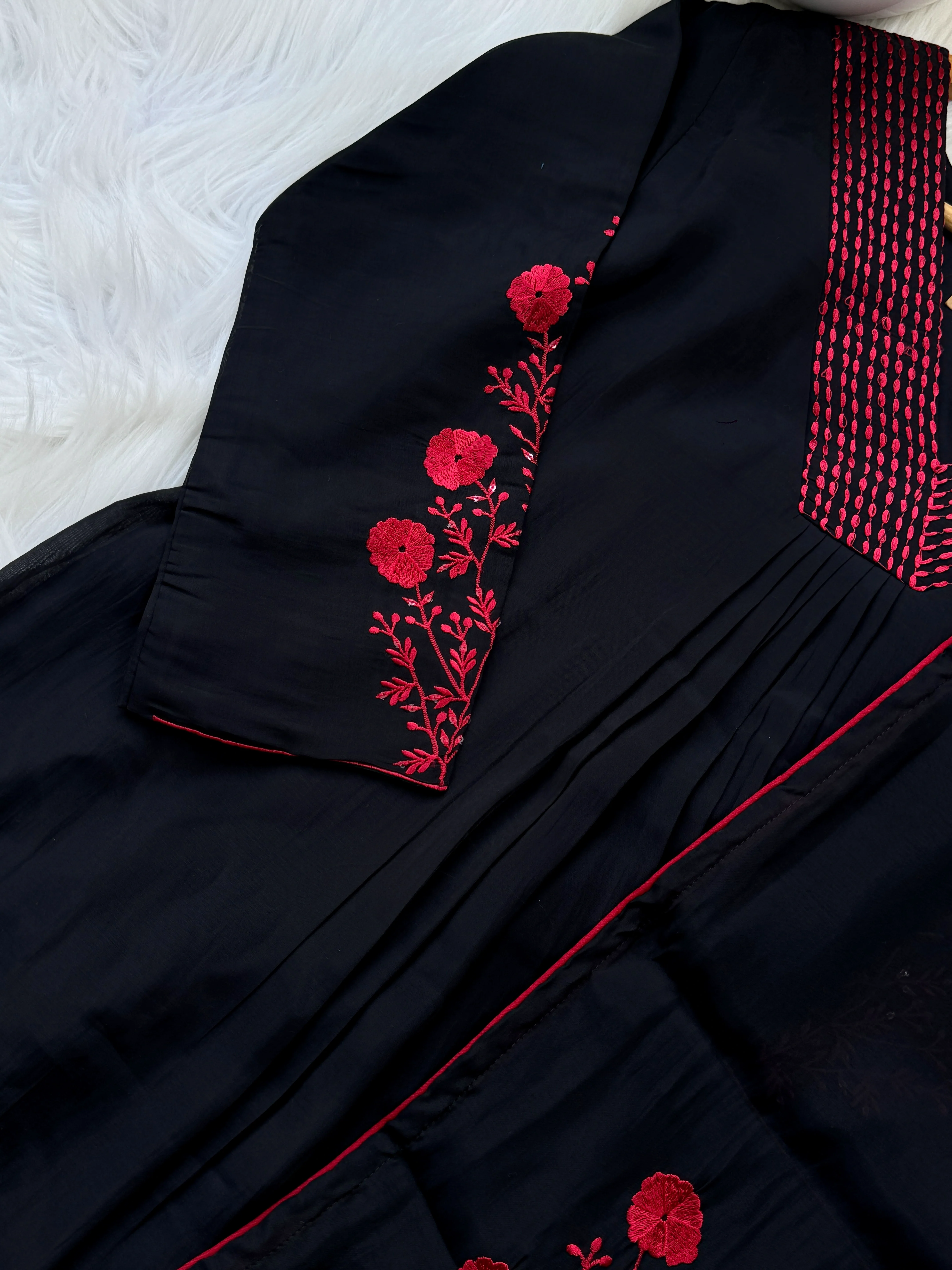 Glass Chanderi Embroidered Anarkali Set - Image 6