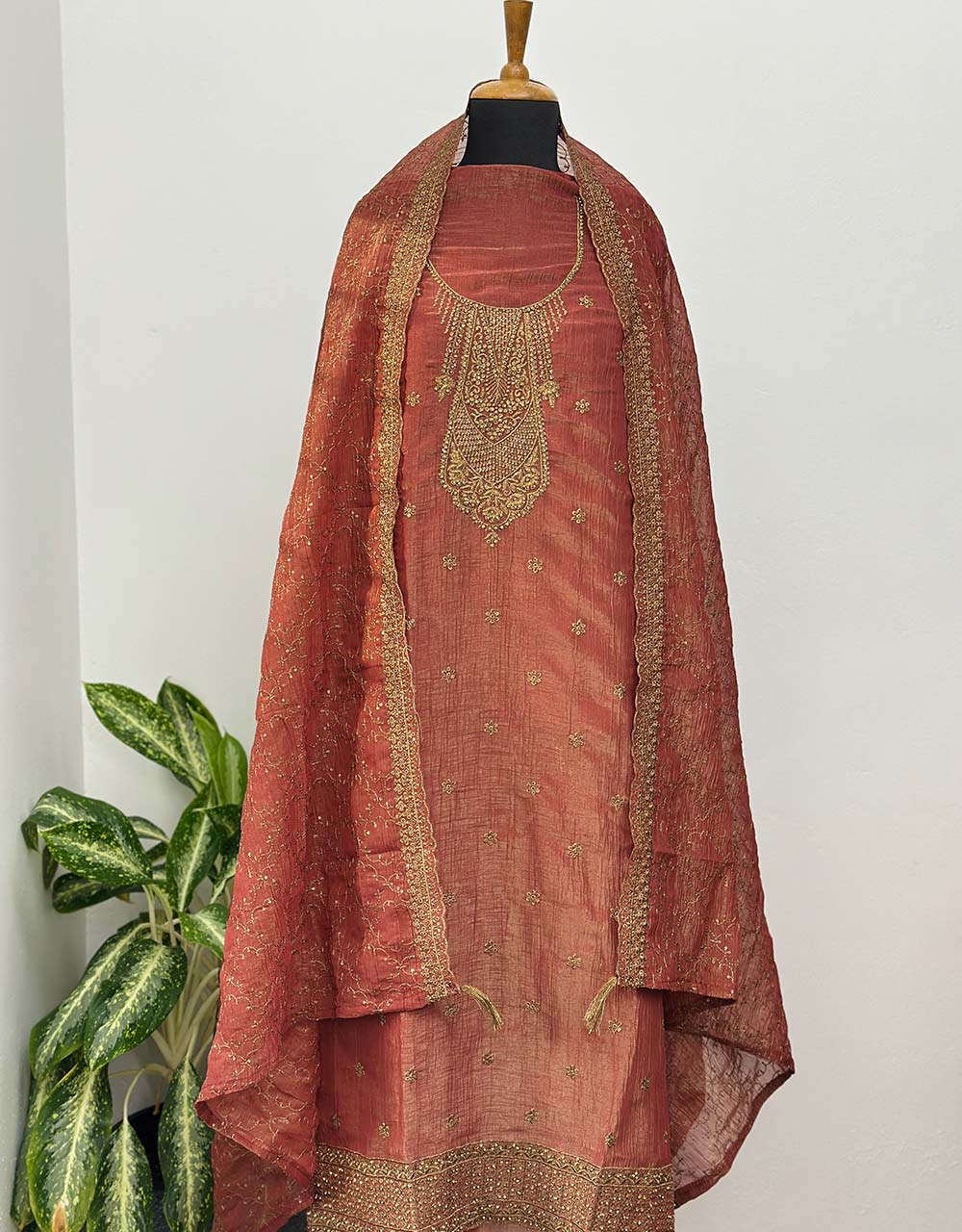 Unstitched Shimmer Silk Party Wear Suit - Glamorous Shine π