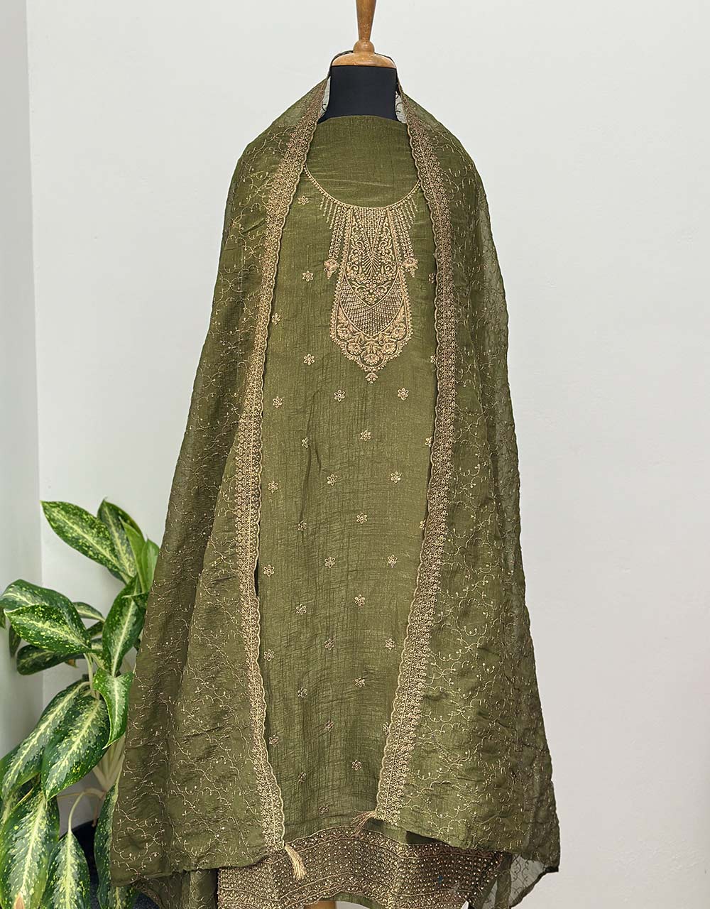 Unstitched Shimmer Silk Party Wear Suit - Glamorous Shine π - Image 2