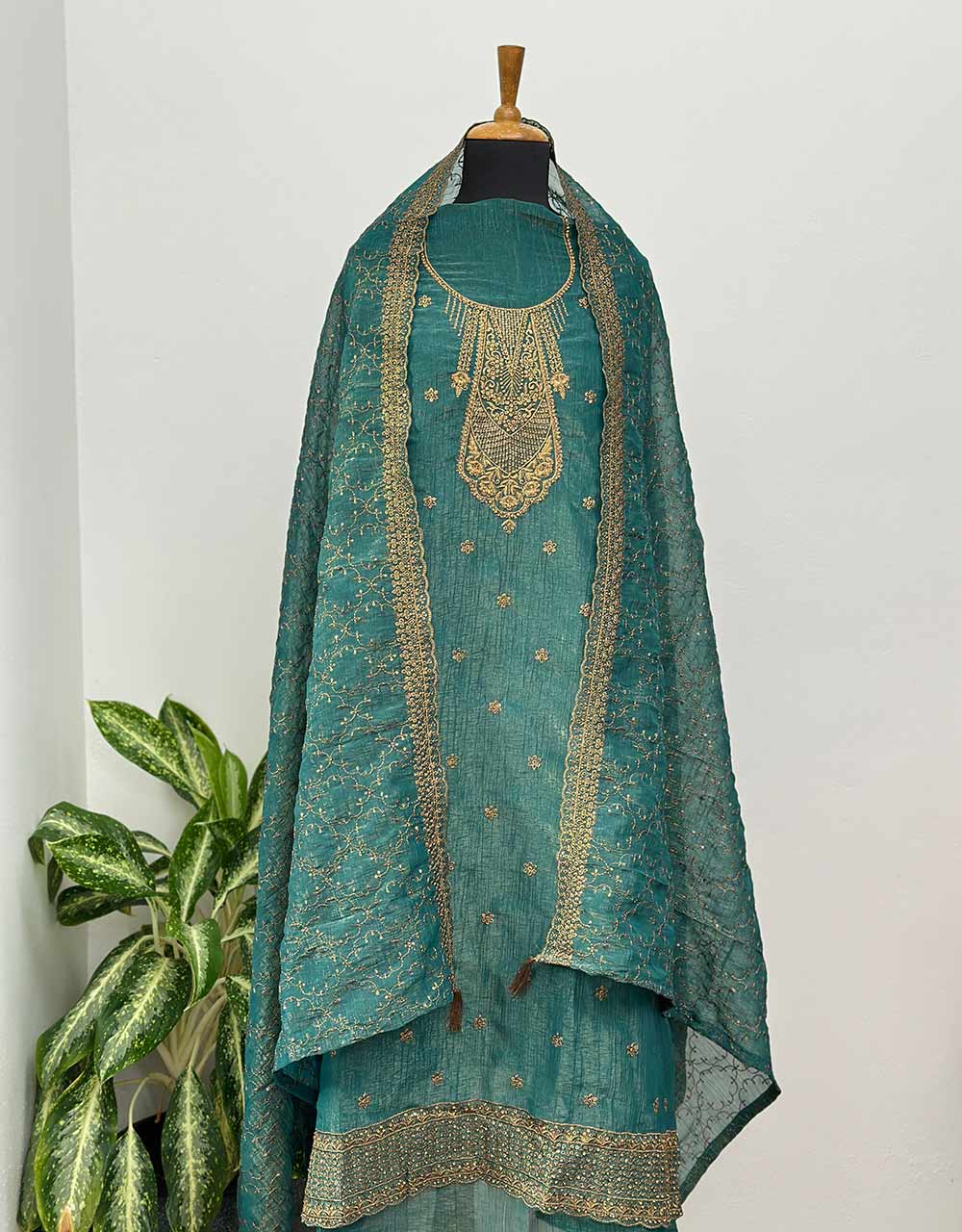 Unstitched Shimmer Silk Party Wear Suit - Glamorous Shine π - Image 3