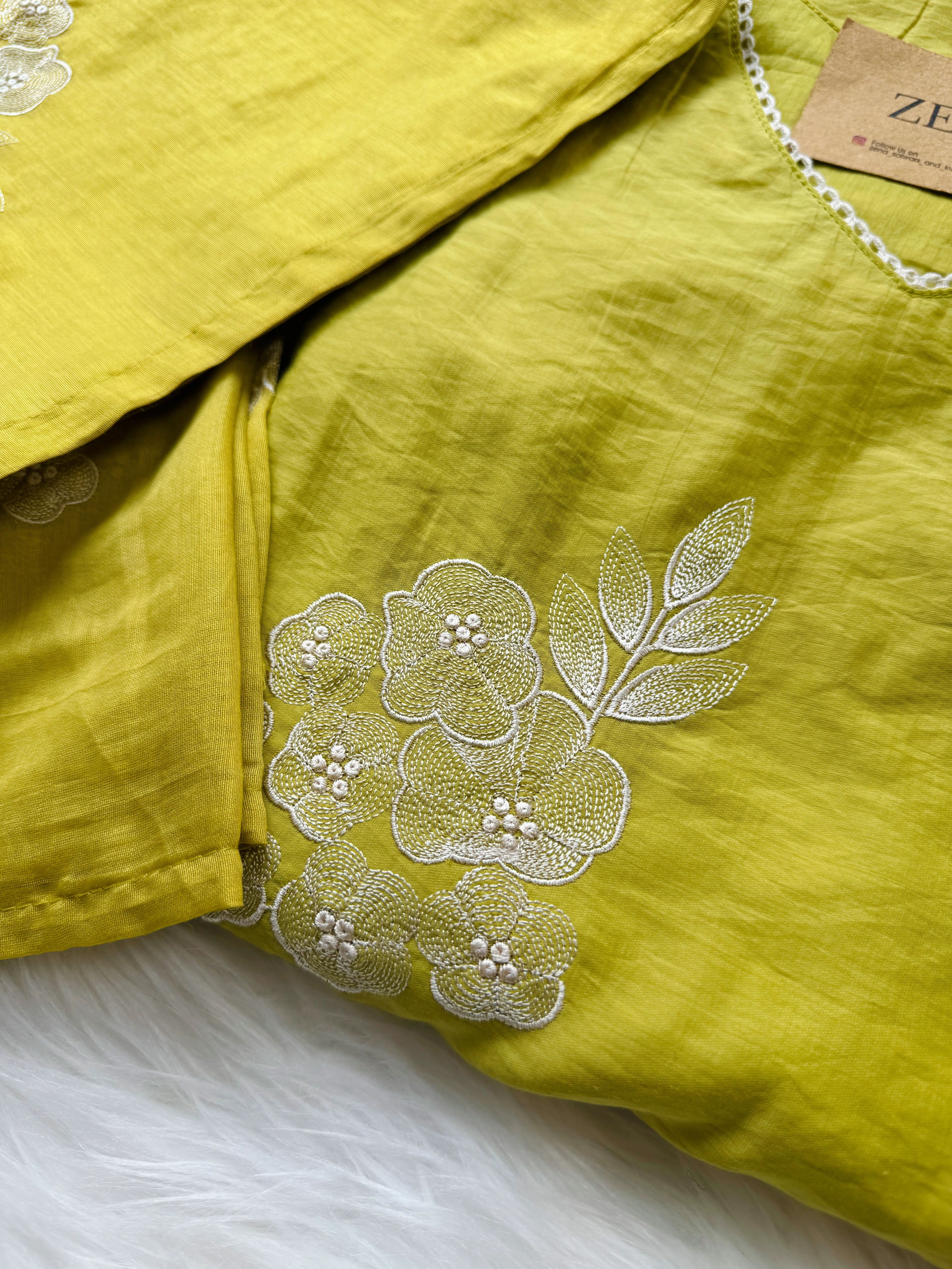 Mul Chanderi Embroidered Anarkali Kurti Set β Timeless Elegance, Effortless Style - Image 3