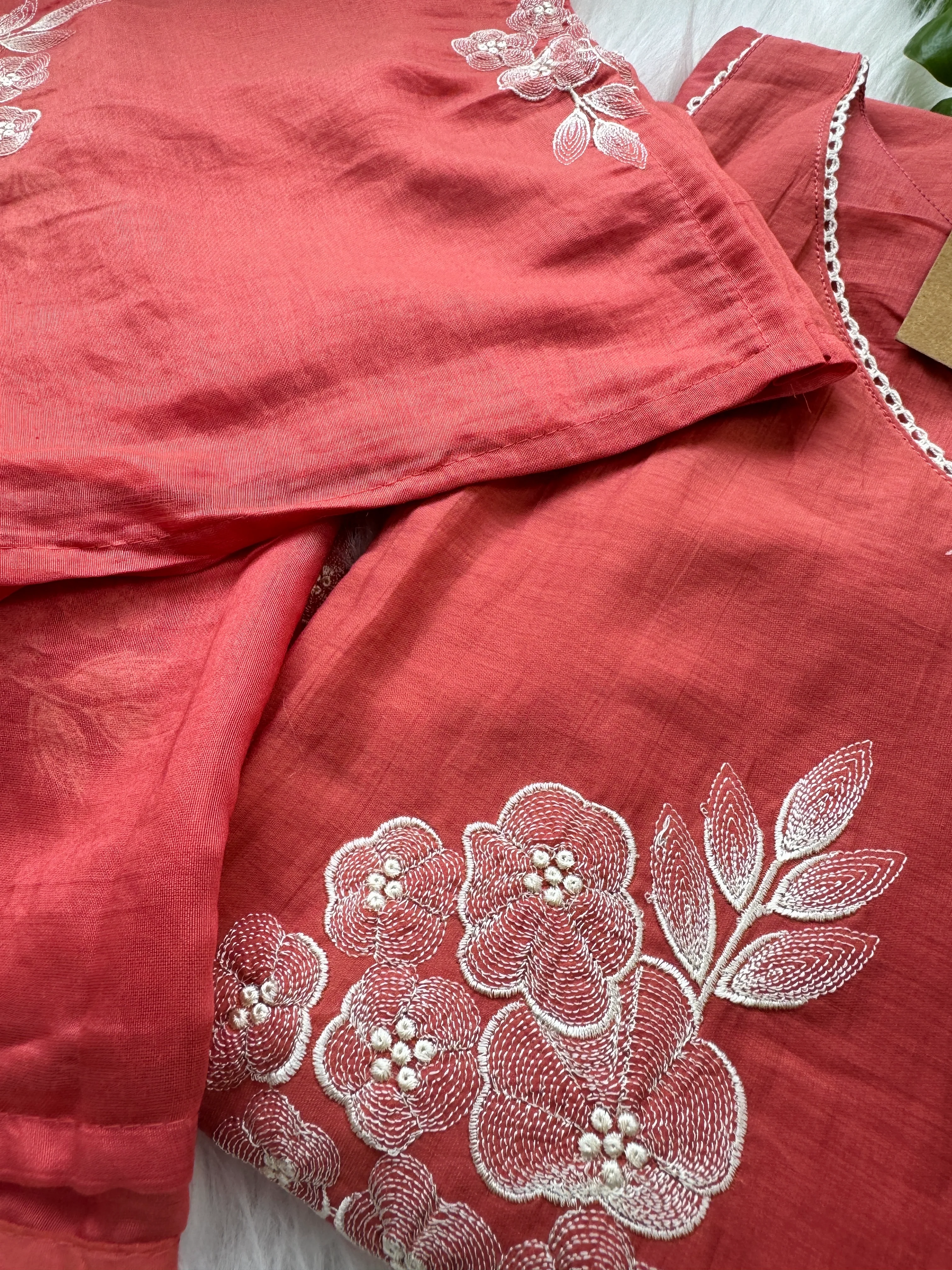 Mul Chanderi Embroidered Anarkali Kurti Set β Timeless Elegance, Effortless Style - Image 3