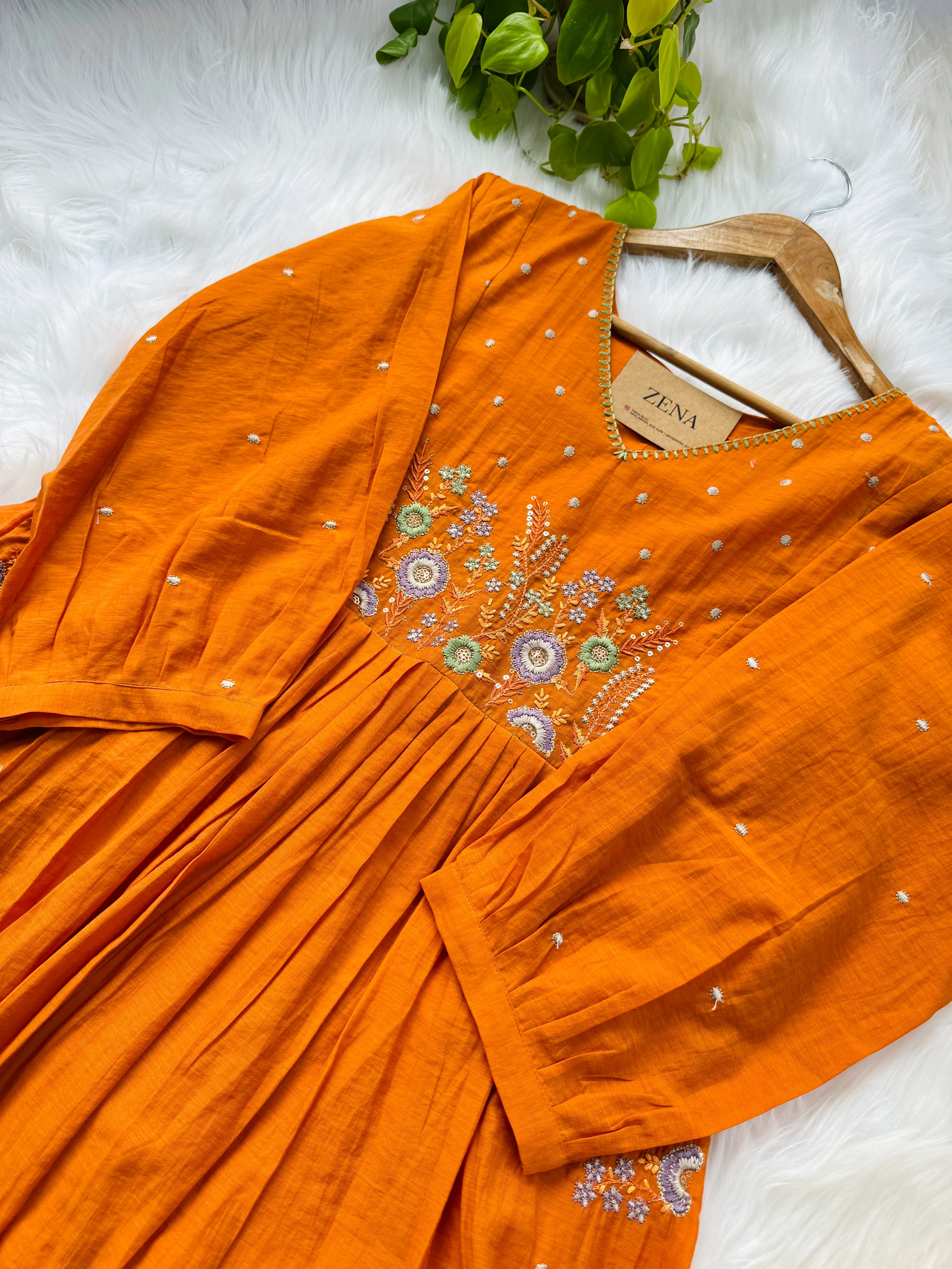 Mul Chanderi Embroidered Anarkali Suit – Elegant Ready-to-Wear Ethnic Set - Image 3