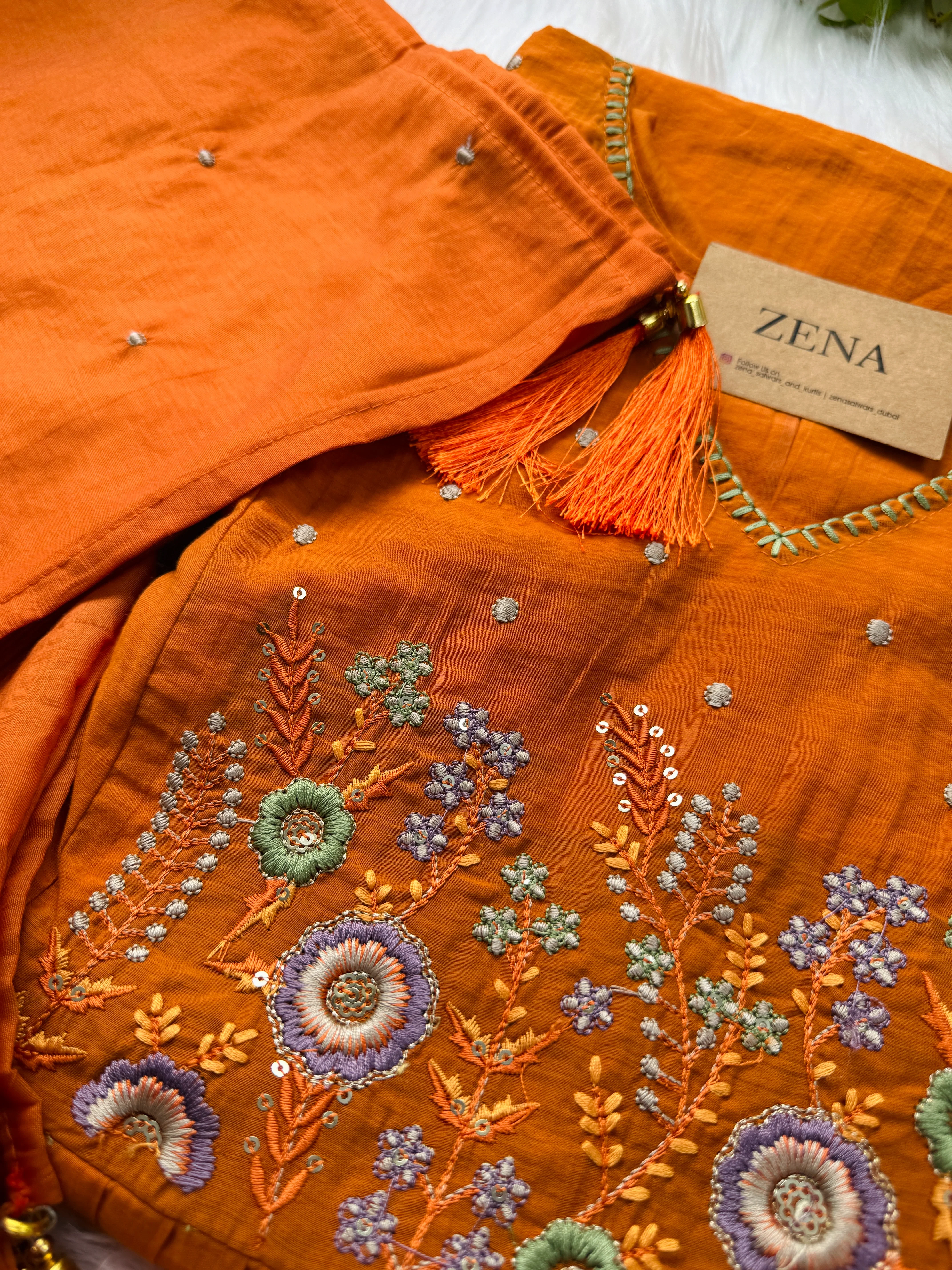 Mul Chanderi Embroidered Anarkali Suit – Elegant Ready-to-Wear Ethnic Set - Image 4
