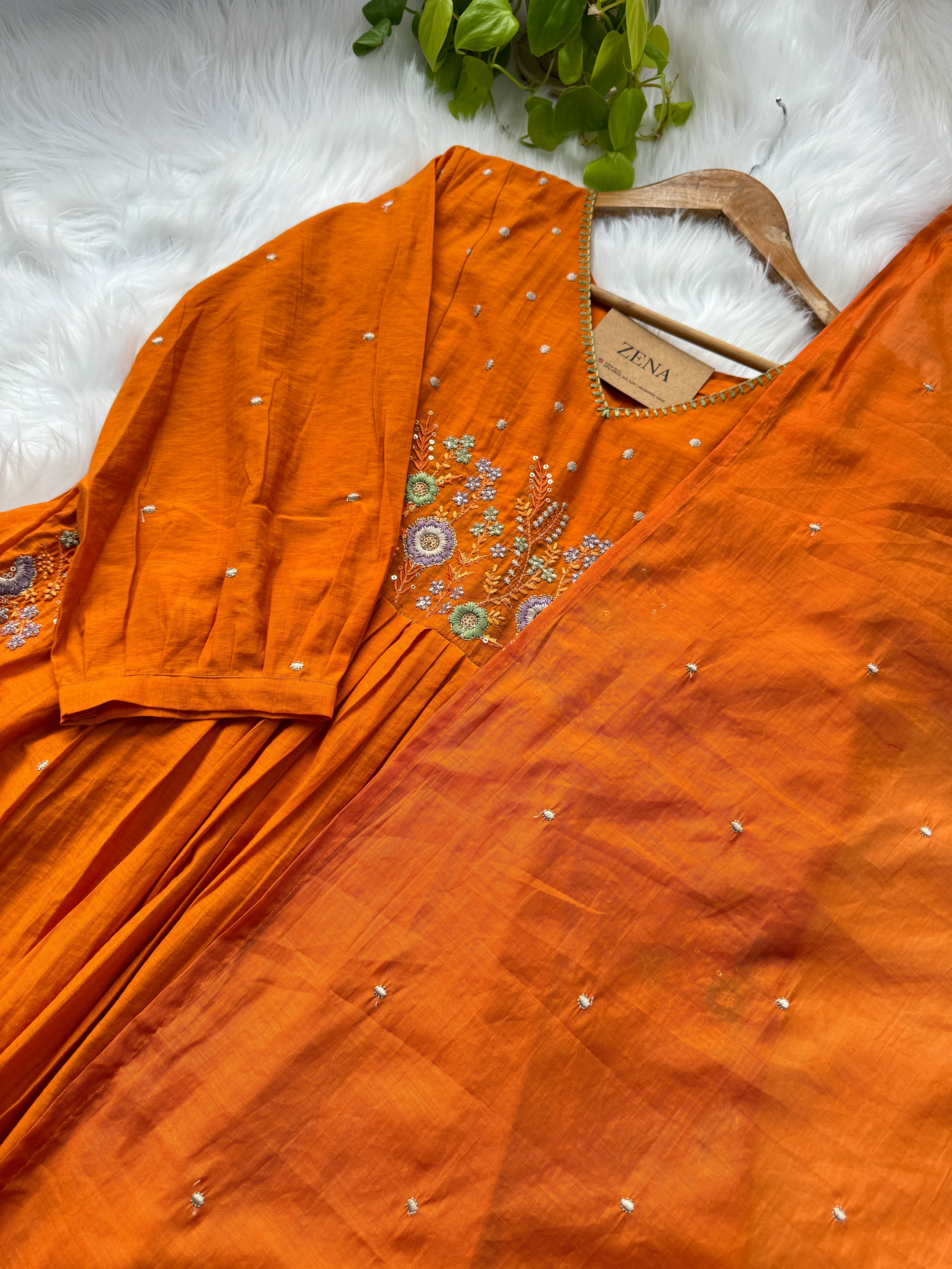Mul Chanderi Embroidered Anarkali Suit – Elegant Ready-to-Wear Ethnic Set - Image 5