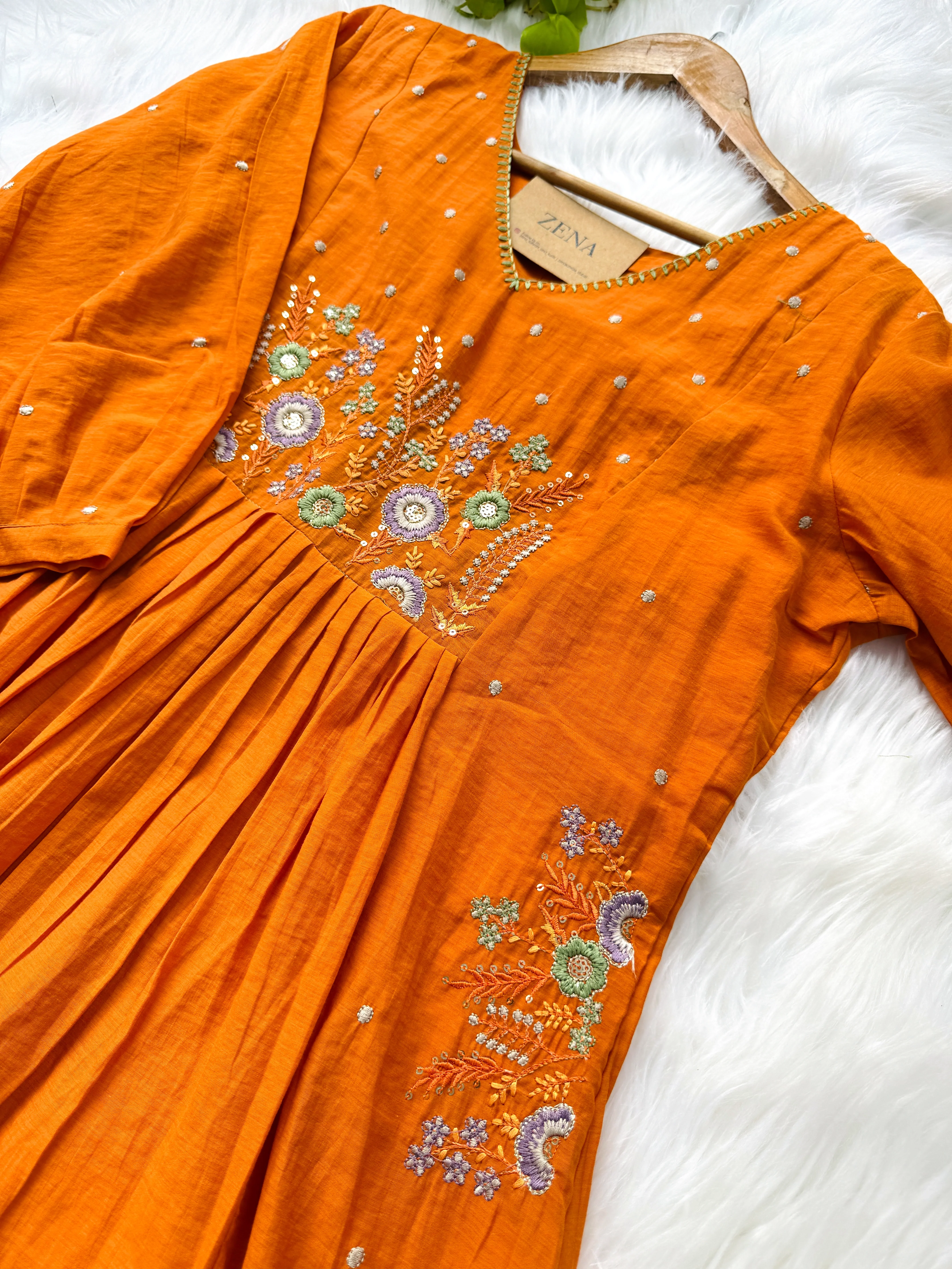 Mul Chanderi Embroidered Anarkali Suit – Elegant Ready-to-Wear Ethnic Set - Image 7