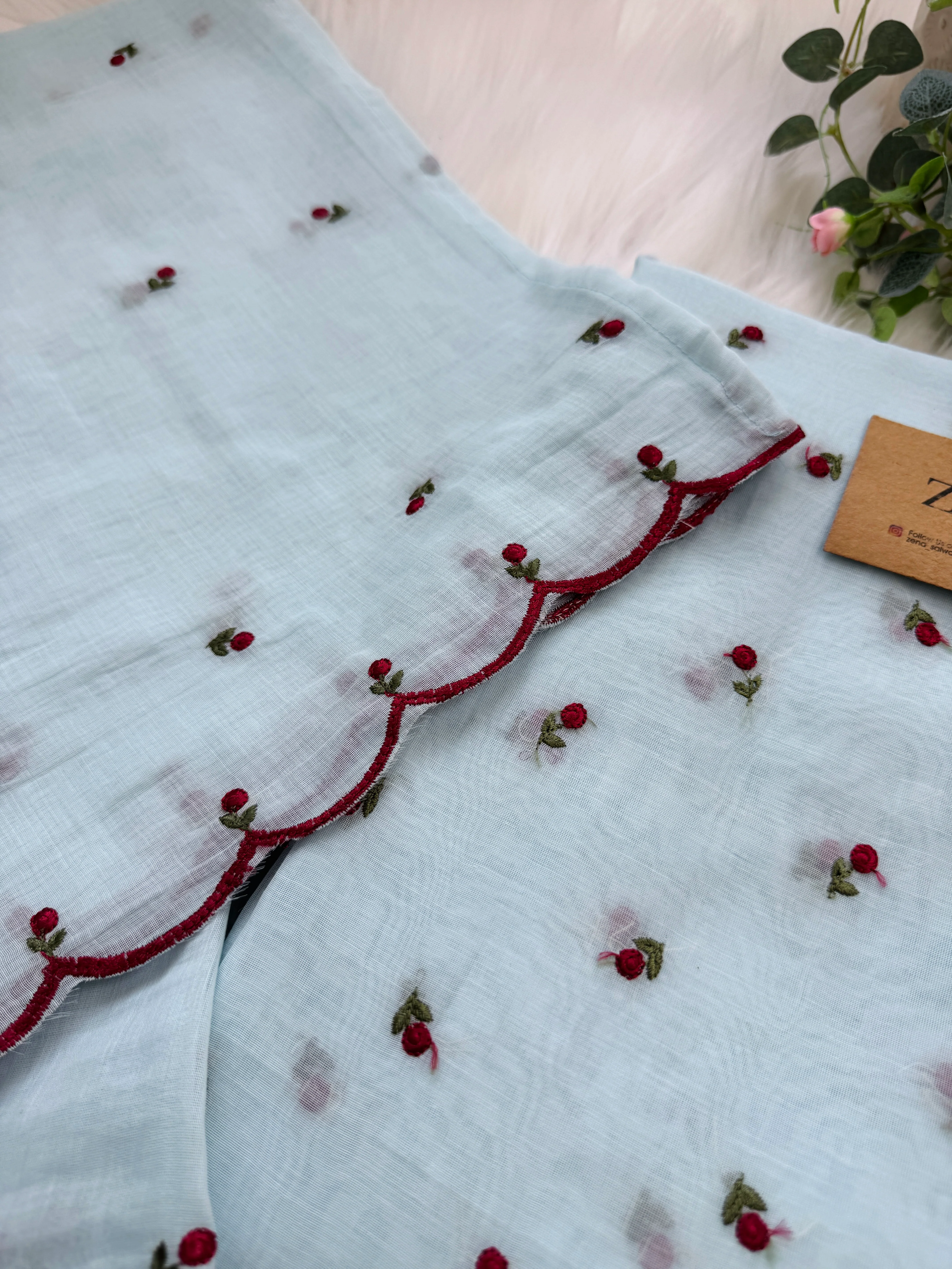 Mul Chanderi Embroidered Unstitched Suit – Redefining Ethnic Elegance - Image 3