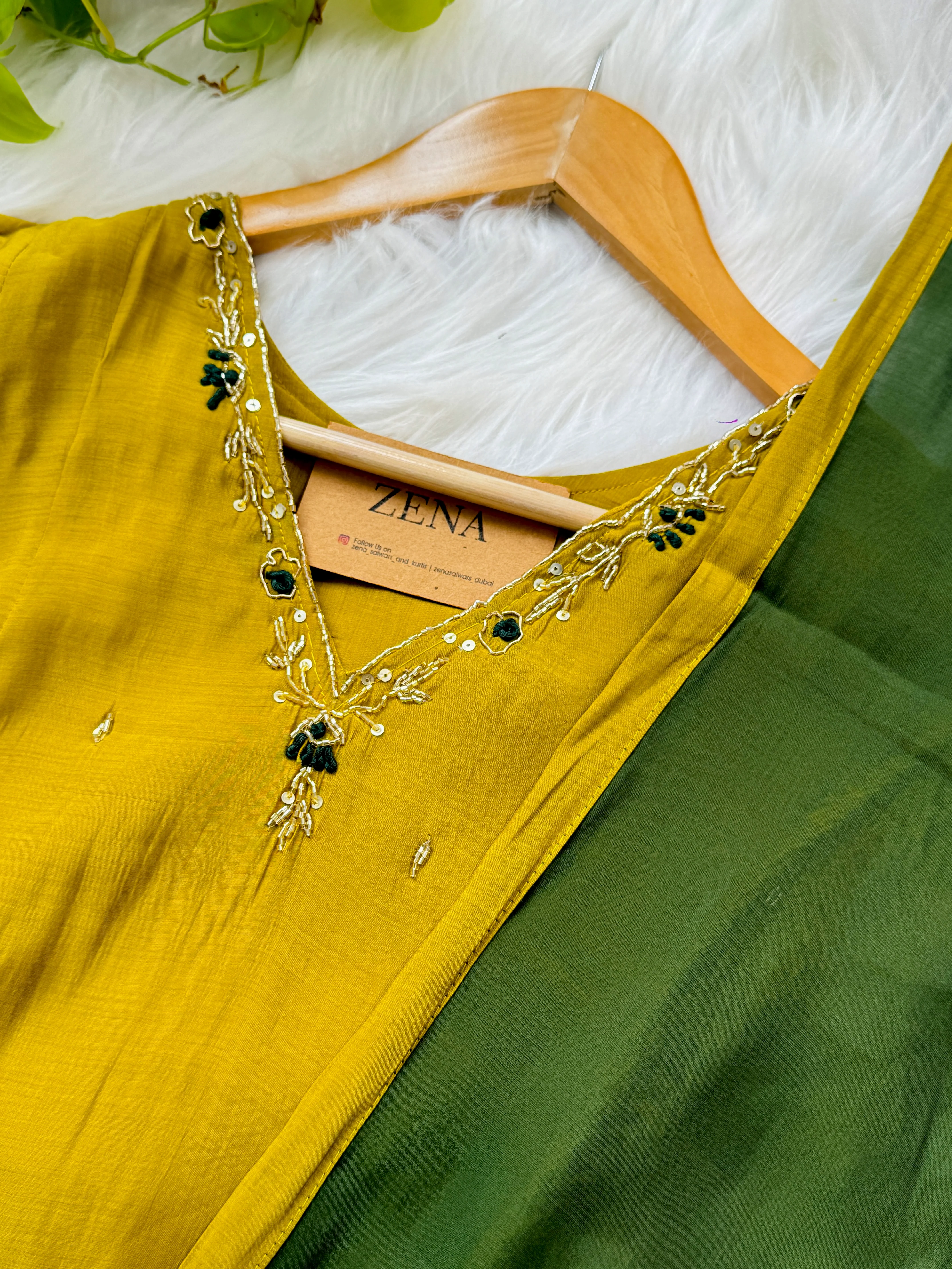 Mul Chanderi Hand Detailed A-Line Kurti Set – Subtle Elegance, Effortless Comfort - Image 2