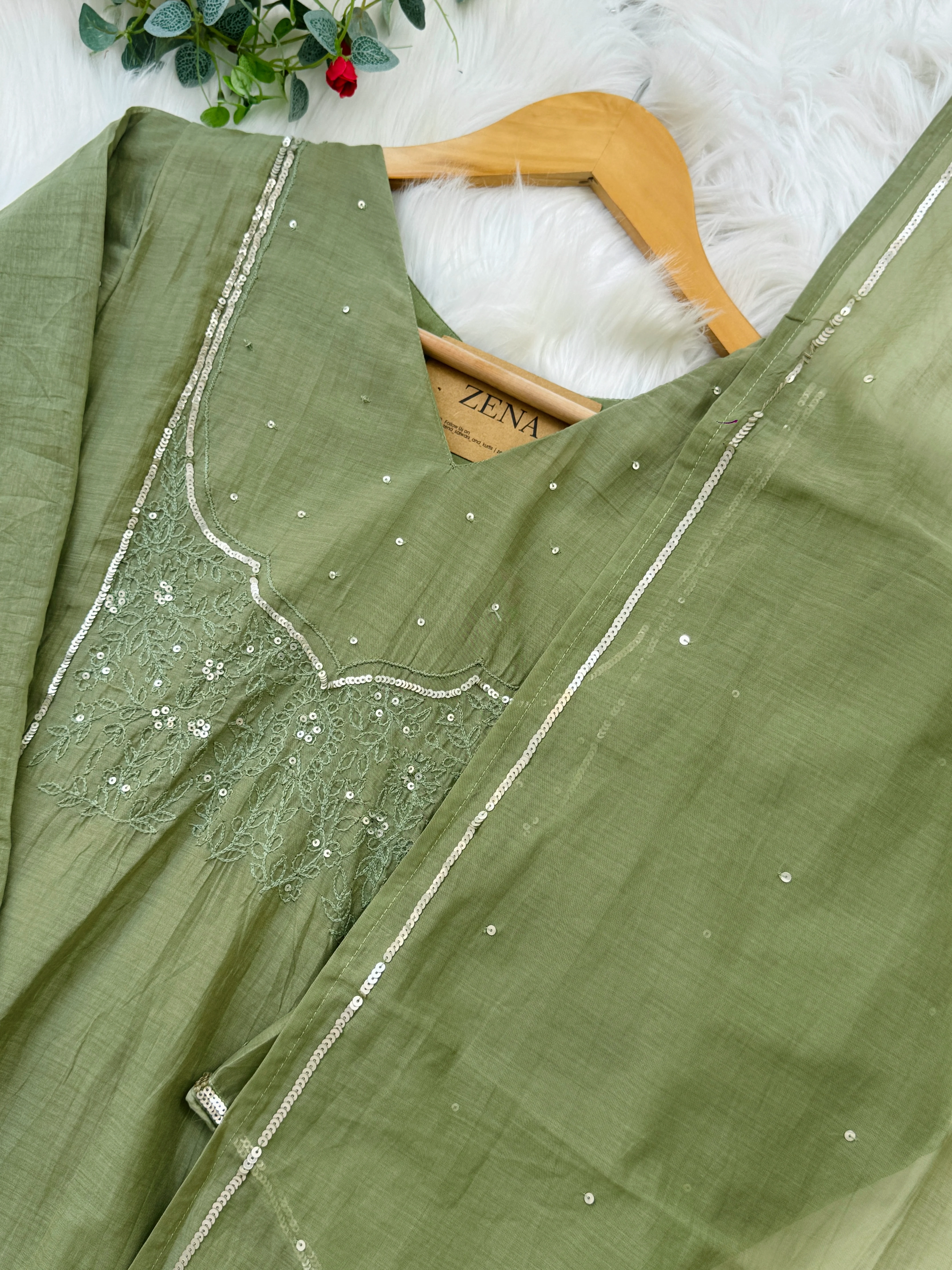 Mul Chanderi Hand-Detailed Anarkali Set - Image 5