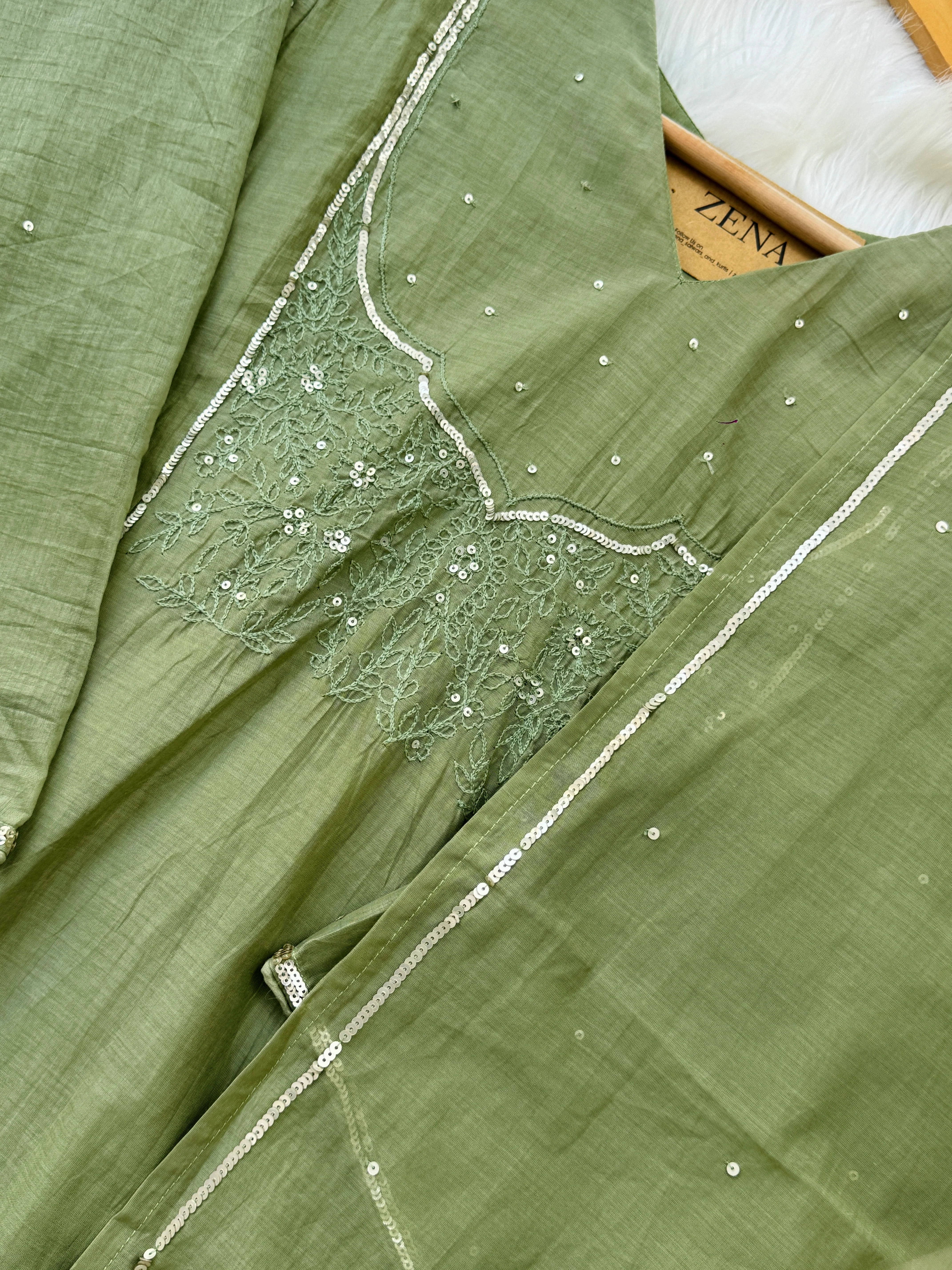Mul Chanderi Hand-Detailed Anarkali Set - Image 7