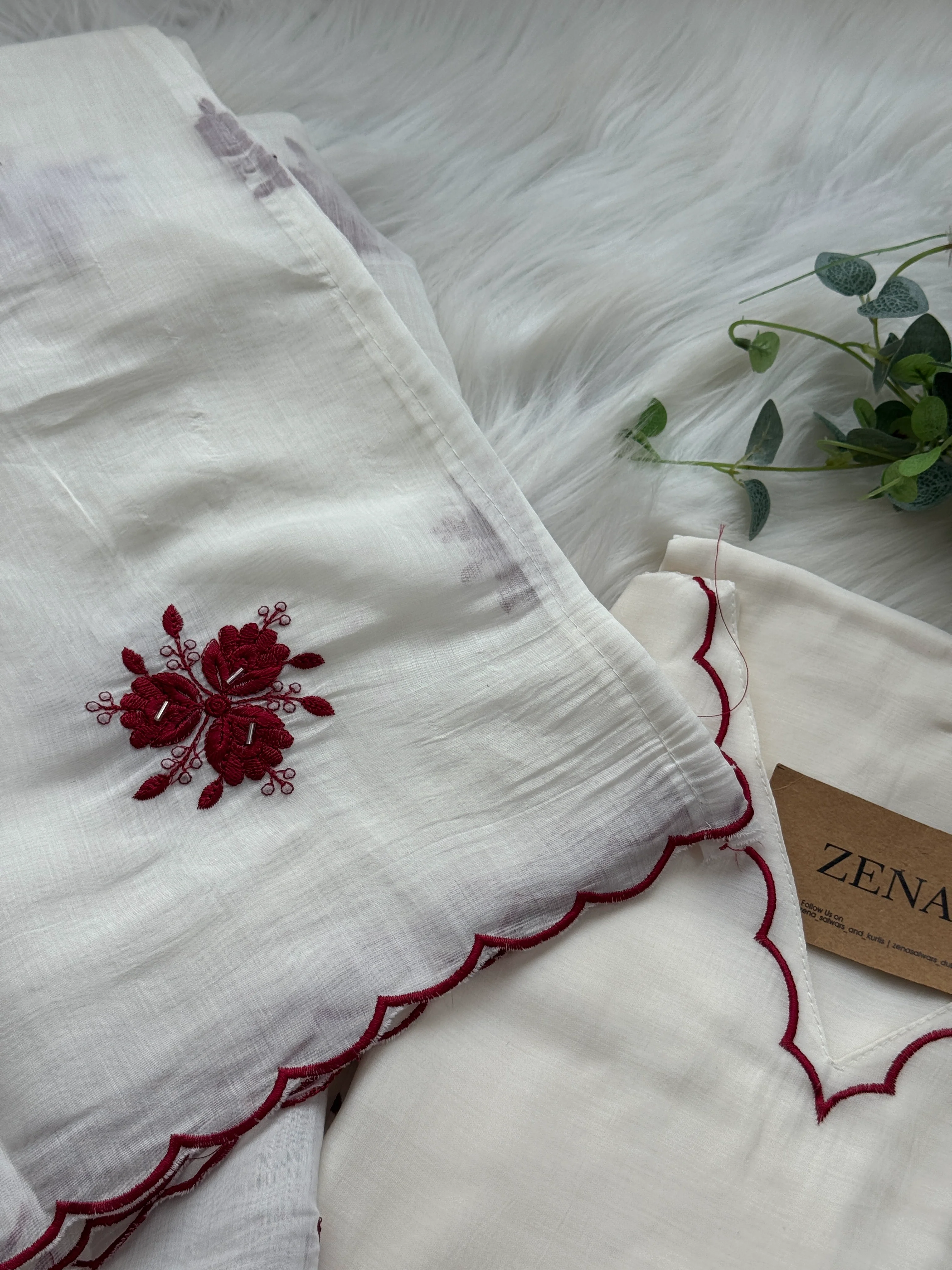 Mul Chanderi Hand Detailed kurti Set - Image 7