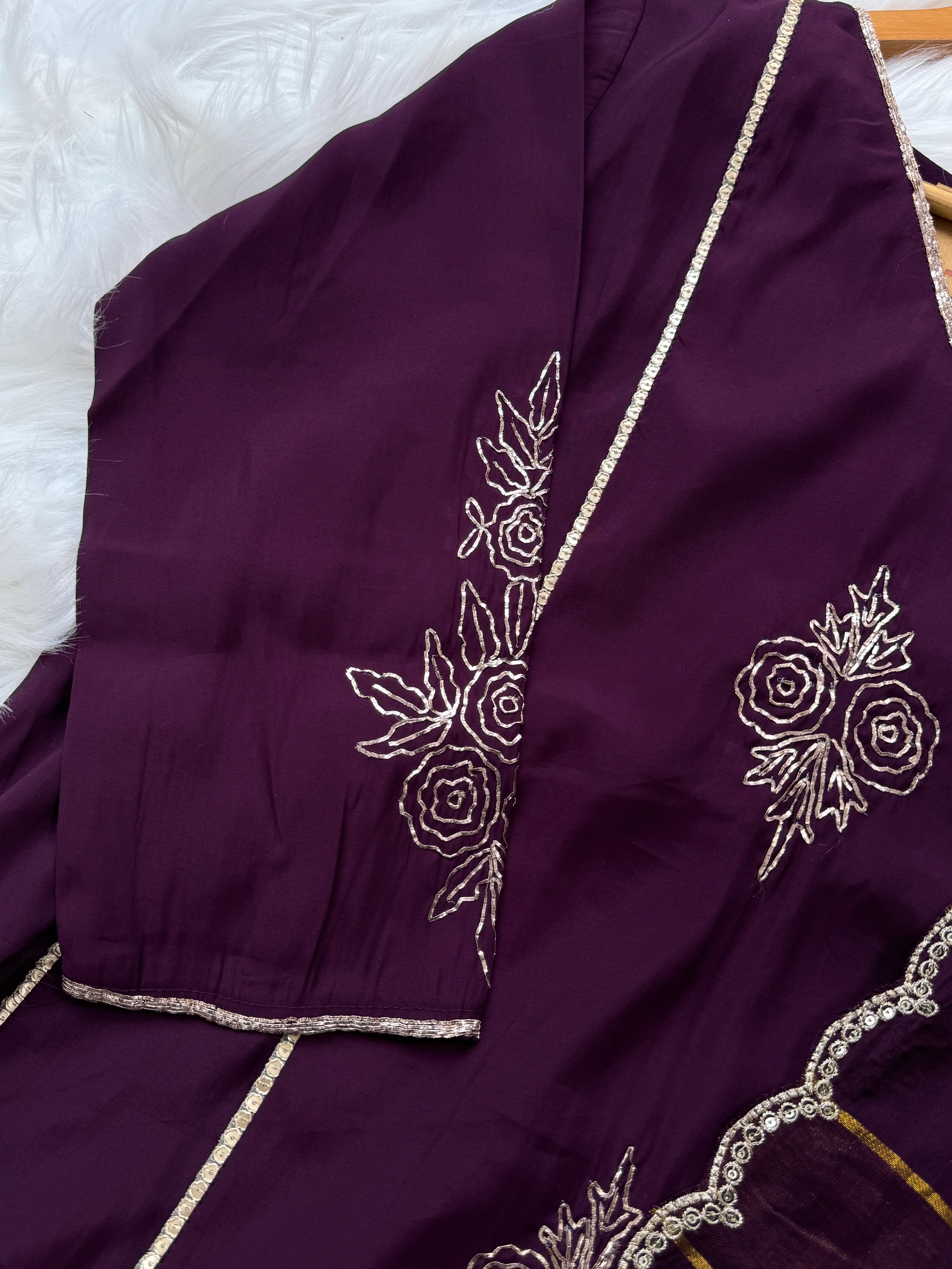 Mul Chanderi Handwork Kurti Set- Ready to Wear - Image 6