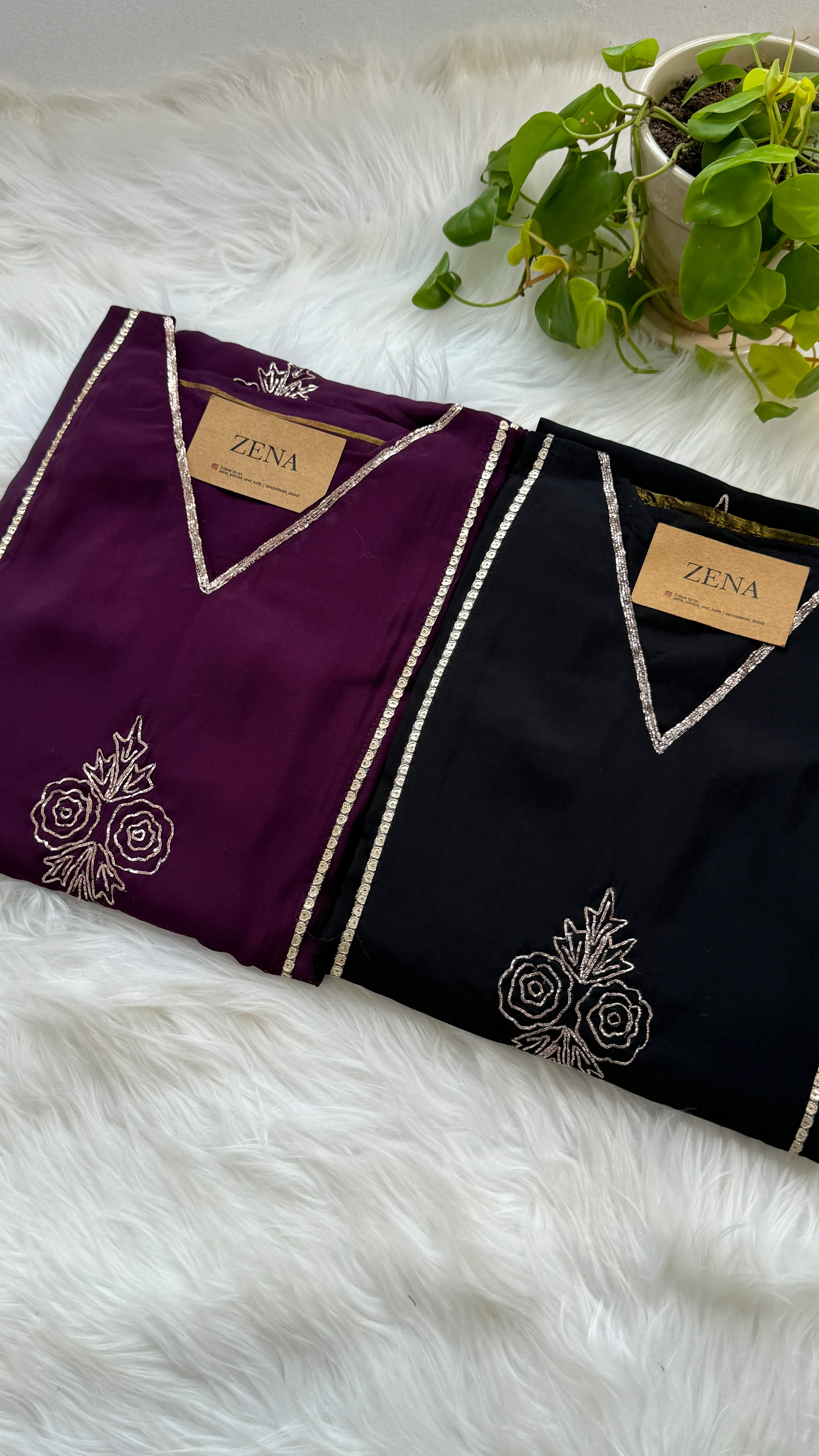 Mul Chanderi Handwork Kurti Set- Ready to Wear - Image 8