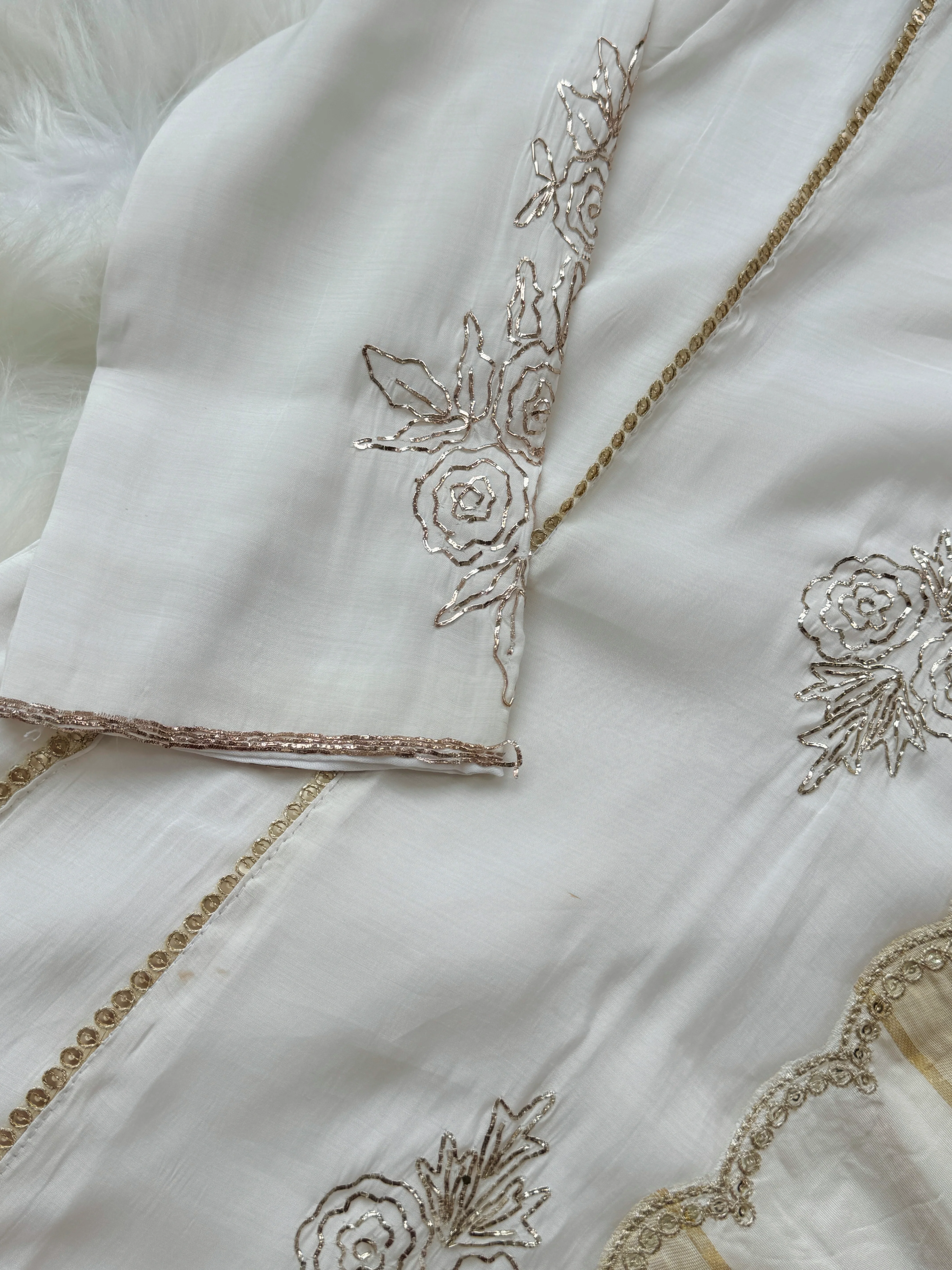 Mul Chanderi Handwork Kurti Set- Ready to Wear.. - Image 6