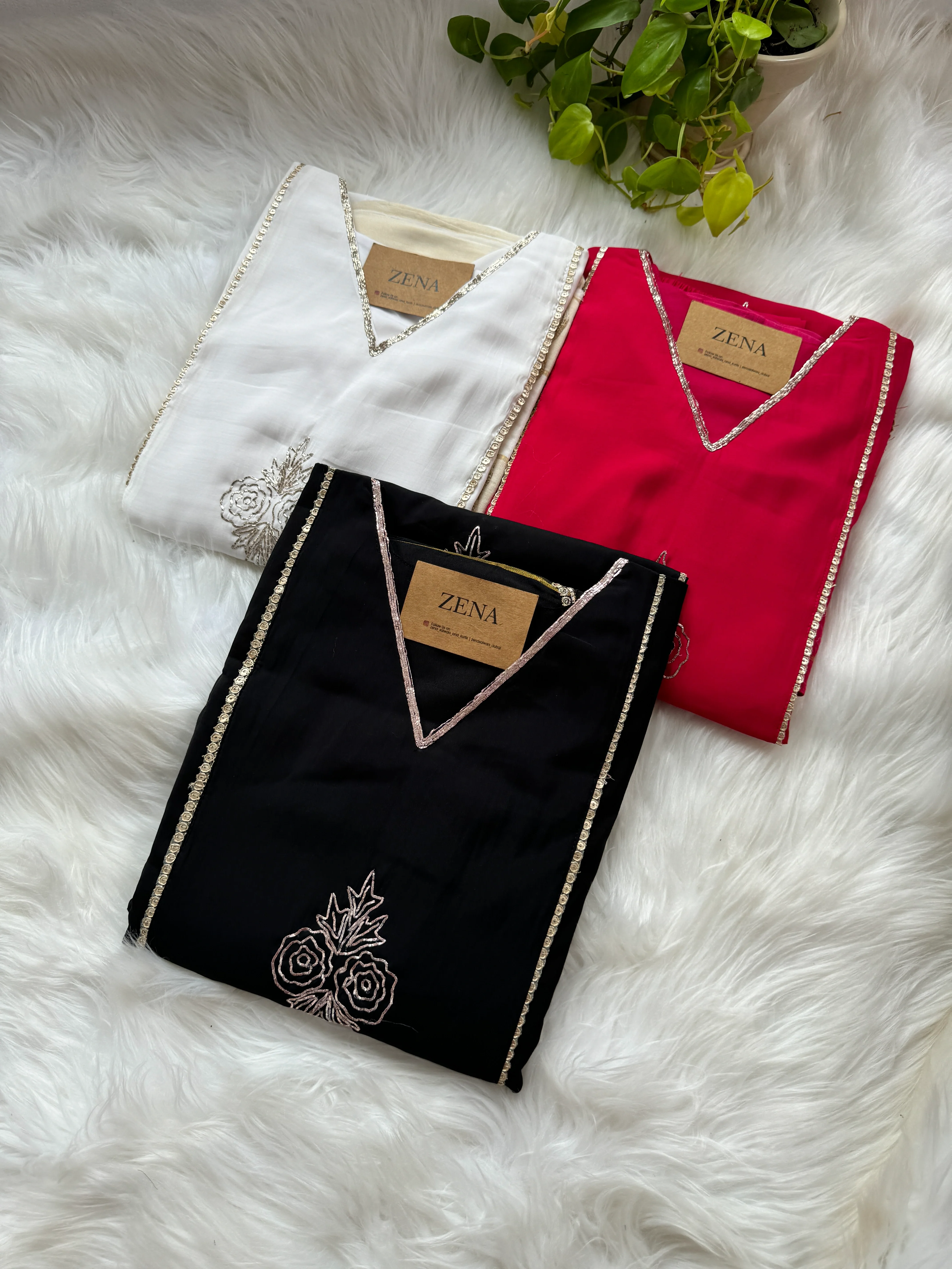 Mul Chanderi Handwork Kurti Set- Ready to Wear - Image 6