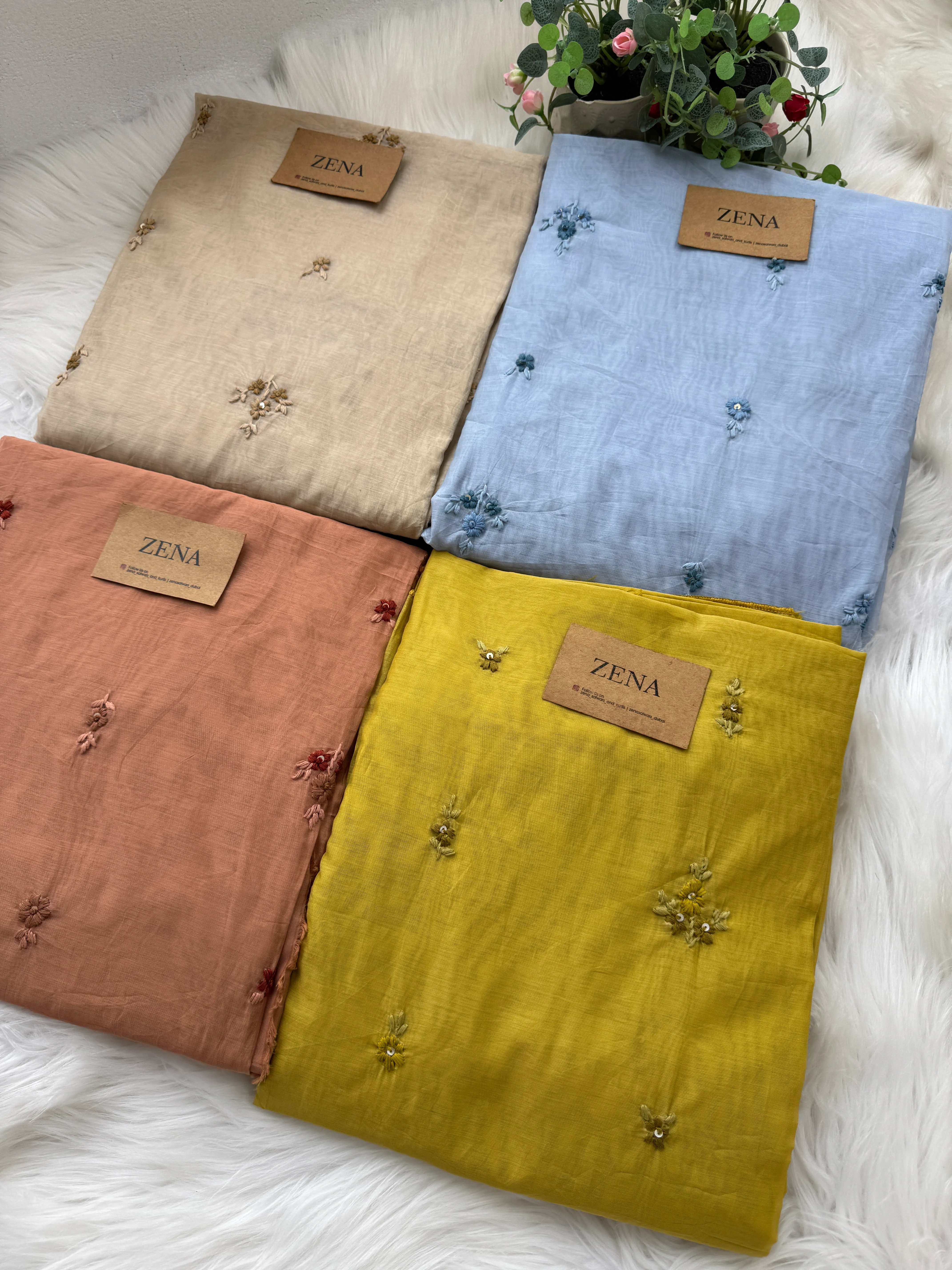 Mul Chanderi Unstitched Suit with Embroidery Details - Image 10