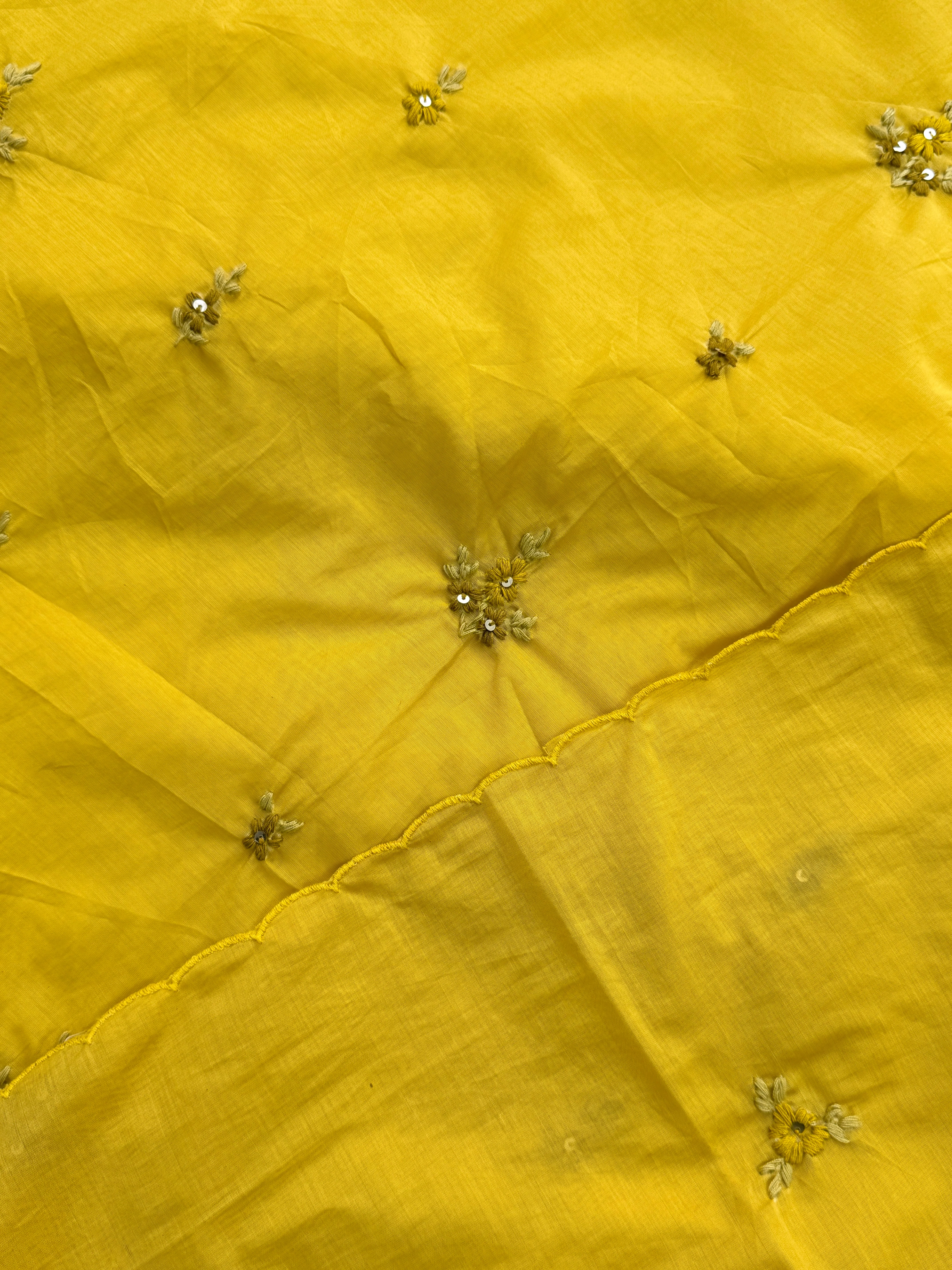 Mul Chanderi Unstitched Suit with Embroidery Details - Image 6