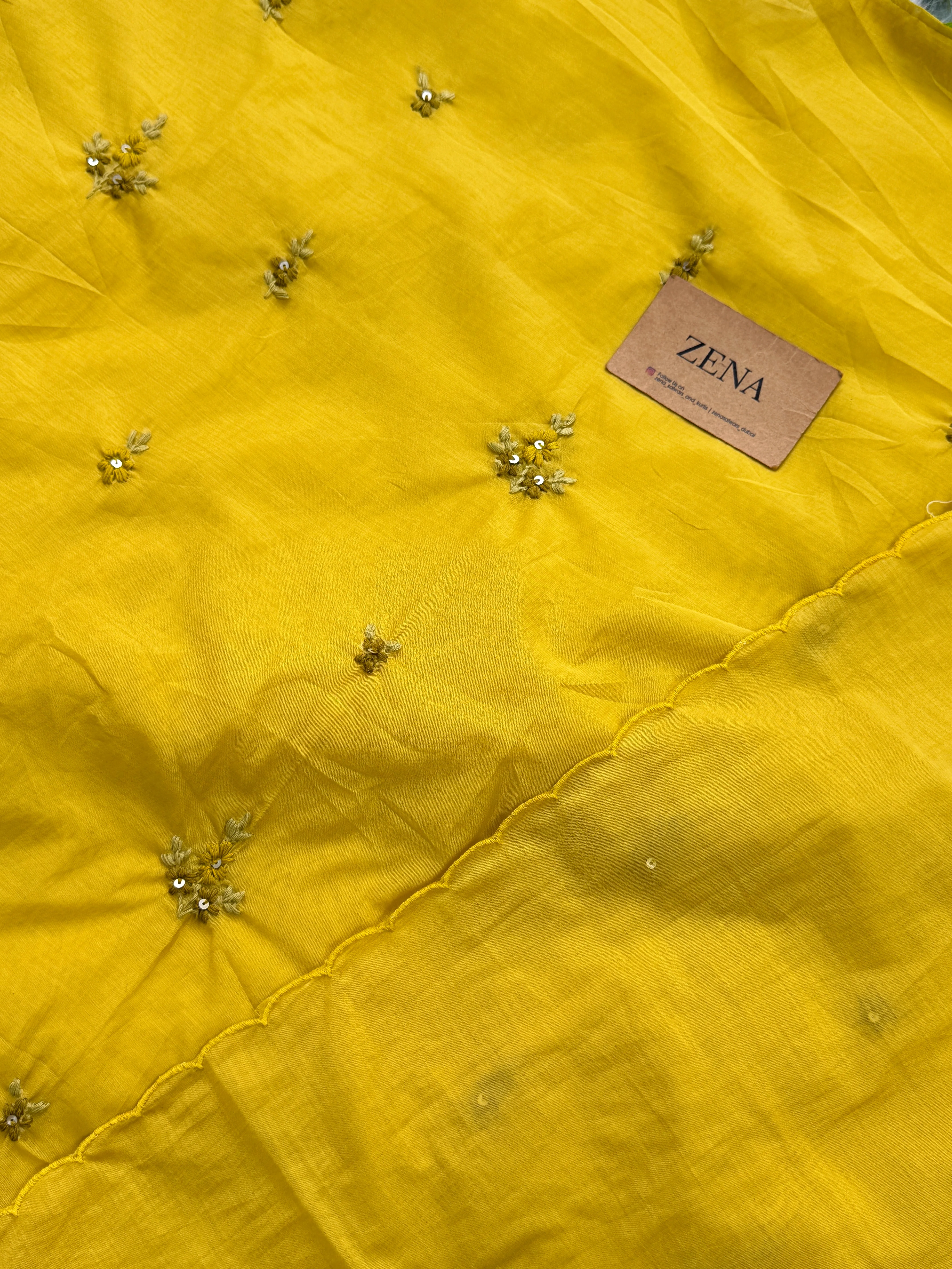 Mul Chanderi Unstitched Suit with Embroidery Details - Image 7
