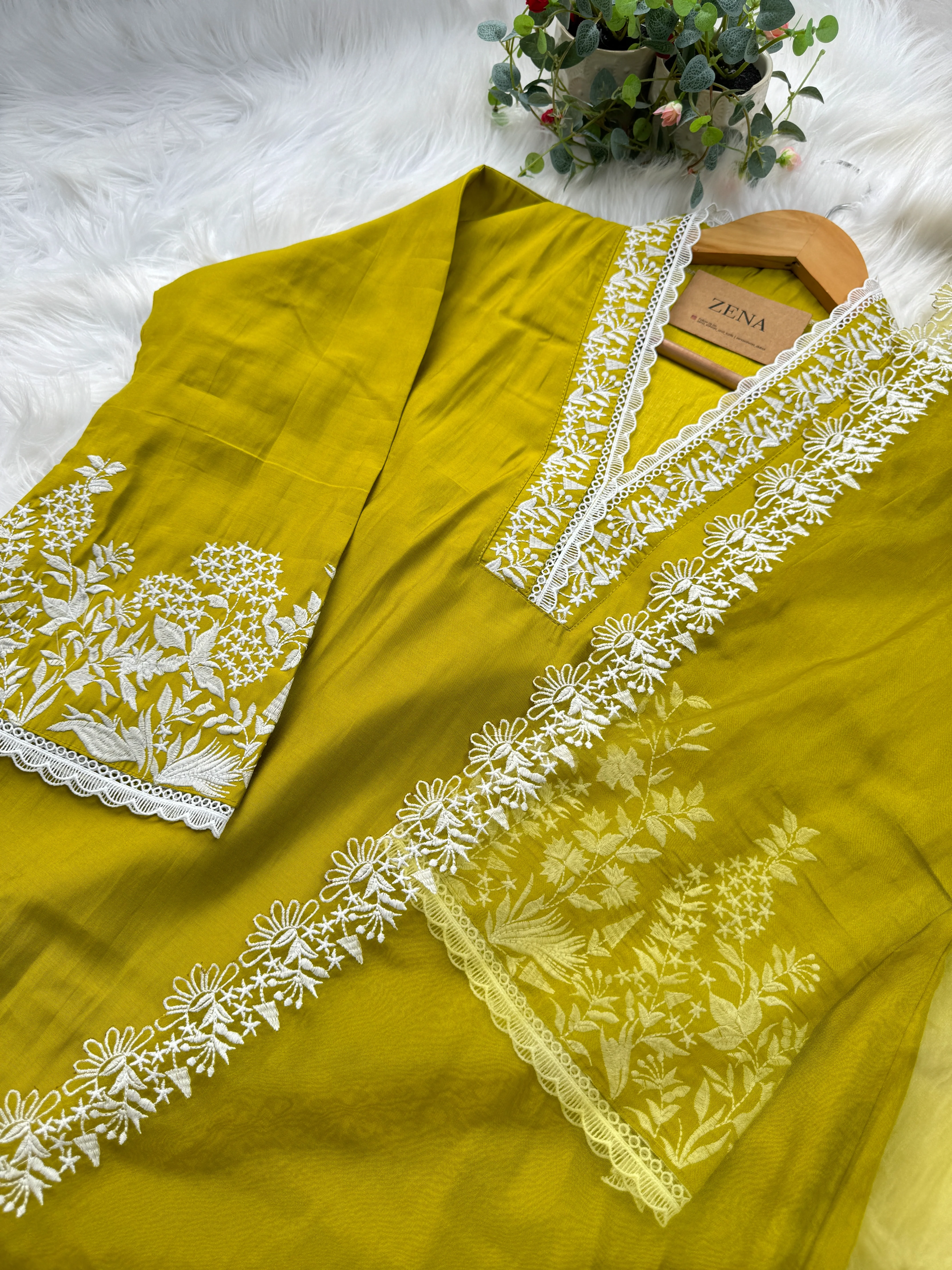 Mul Cotton Embroidered A-Line Kurti Set - Image 7