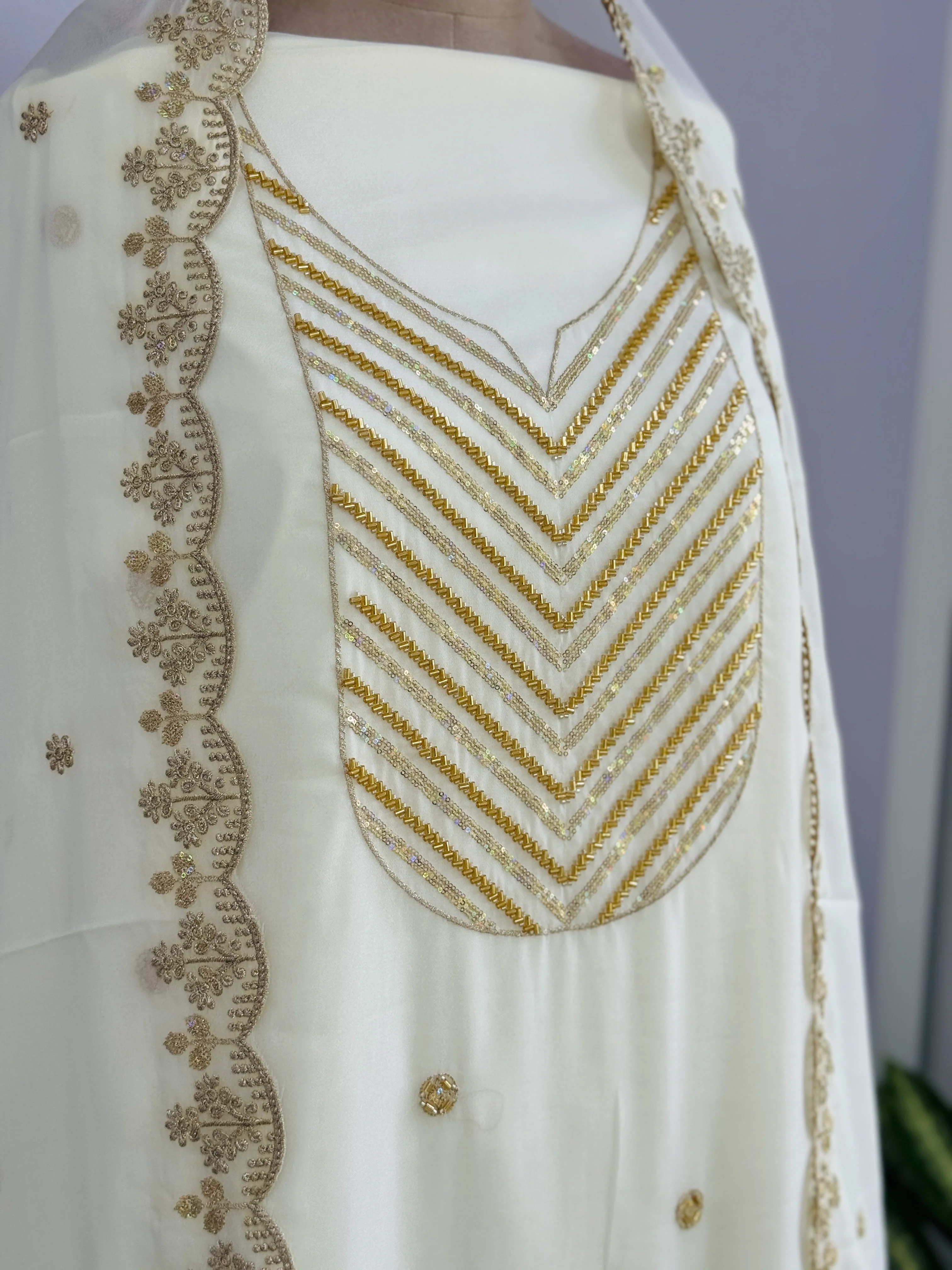 Organza Unstitched Partywear Suit - Image 3