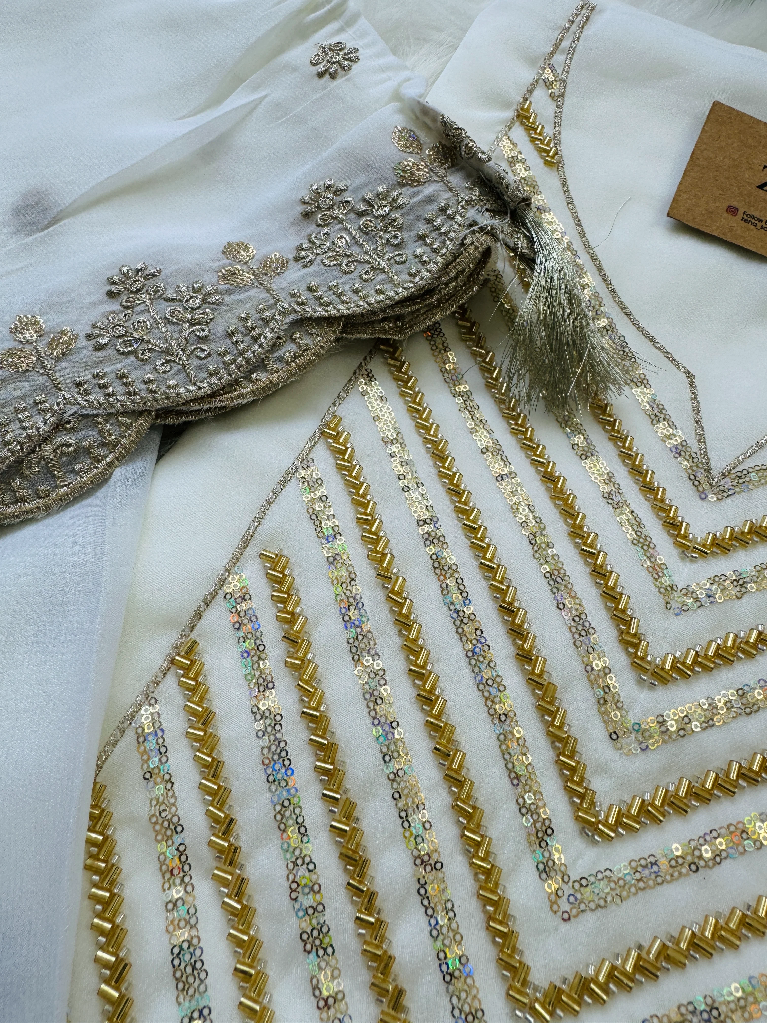 Organza Unstitched Partywear Suit - Image 4