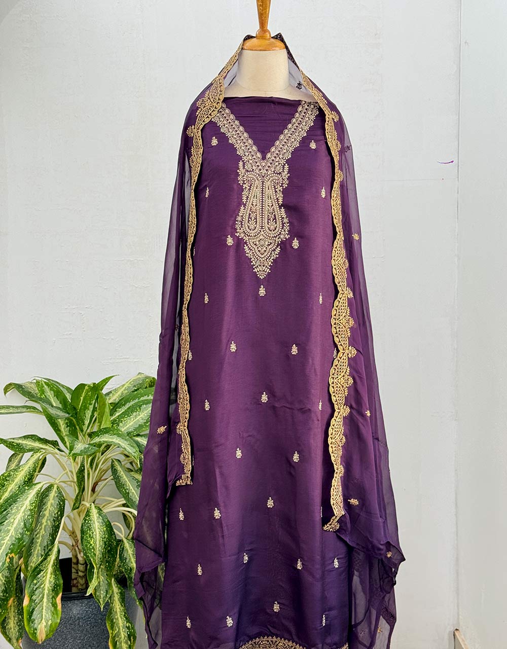 Unstitched Shimmer Silk Kurti Set β Elegance with a Luxe Touch β¨ - Image 5