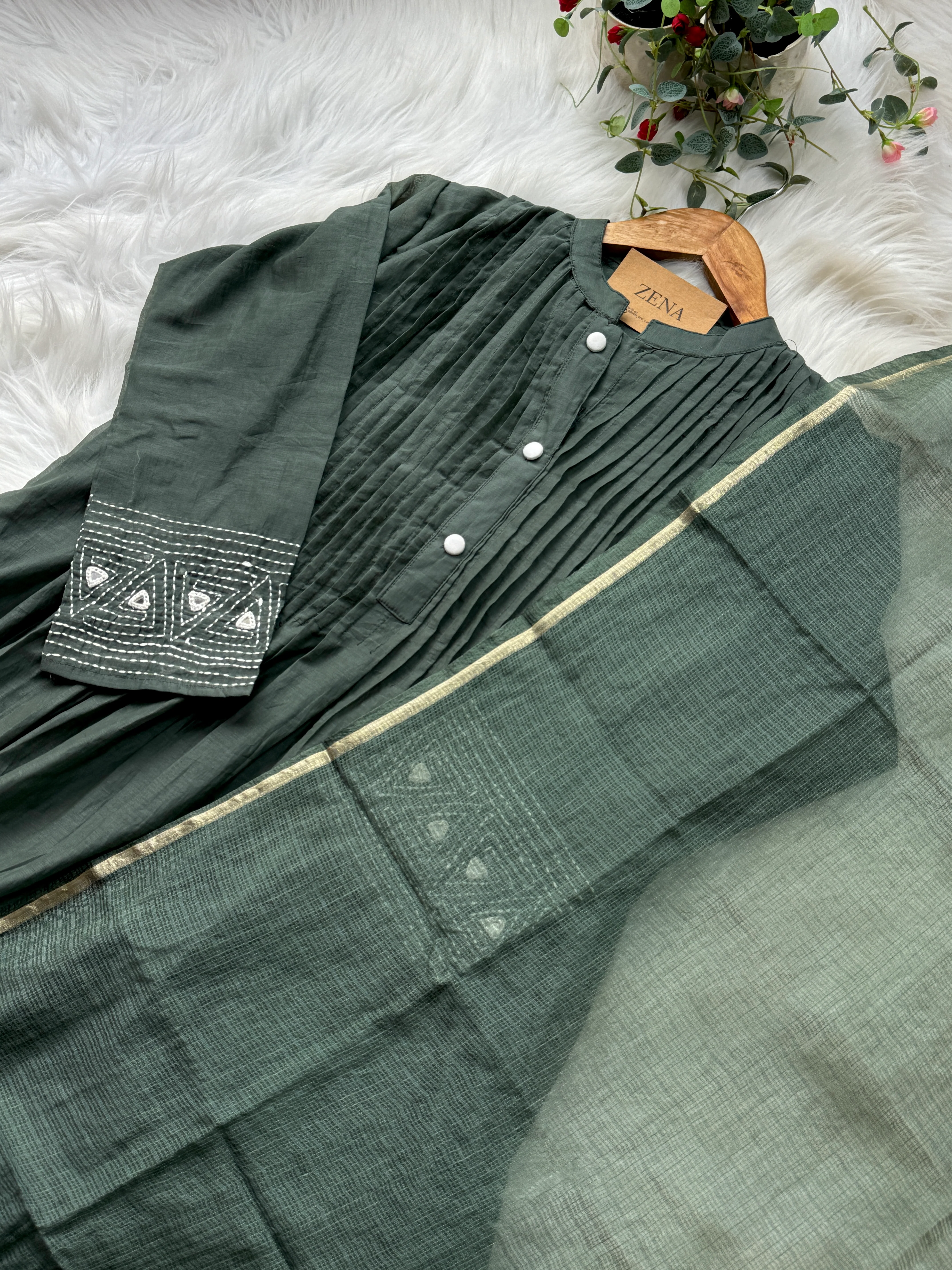 Premium Mul Chanderi Anarkali Kurti Set - Image 3