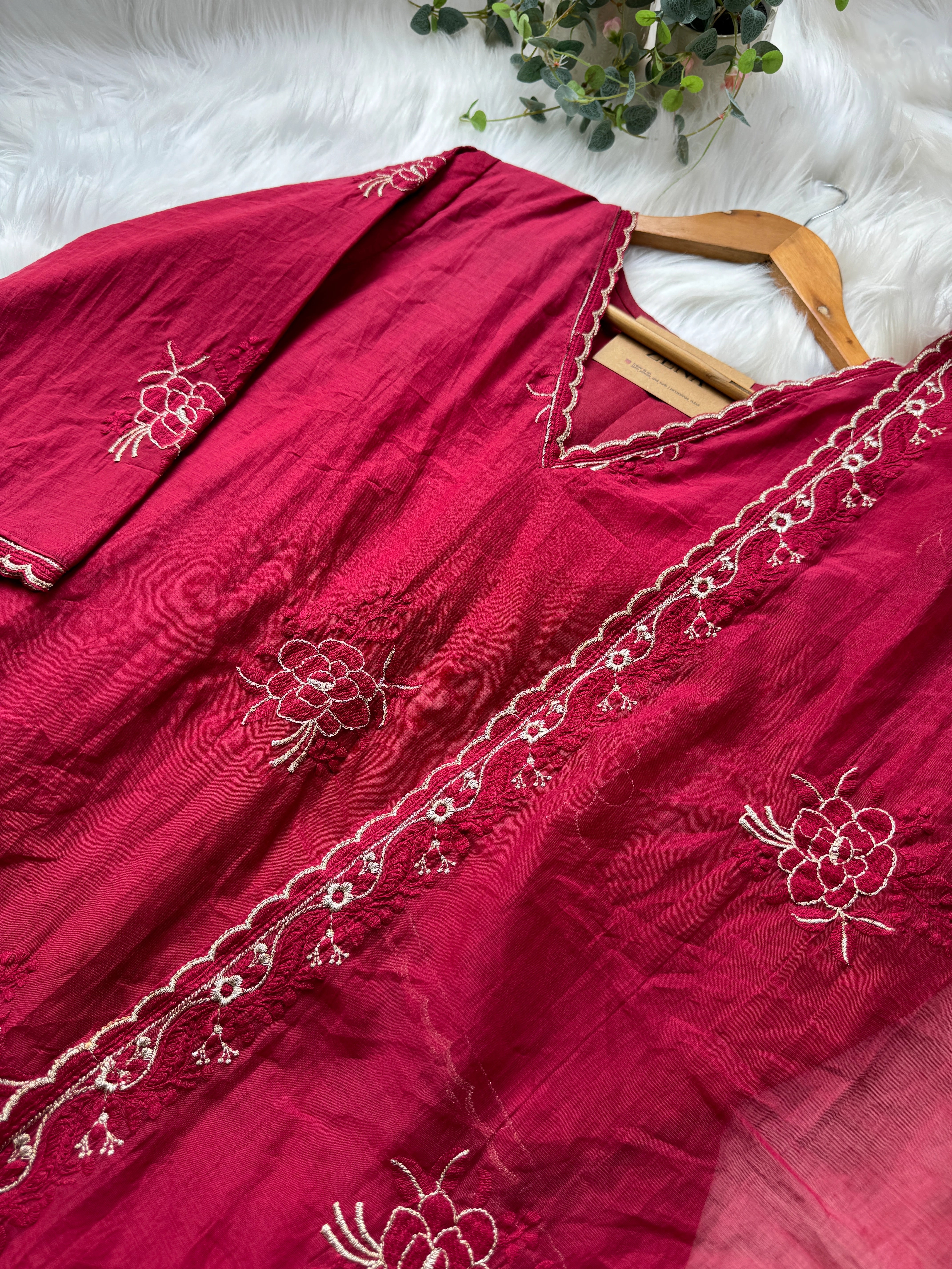 Premium Mul Chanderi Embroidered A-Line Kurti Set ✨ - Image 3