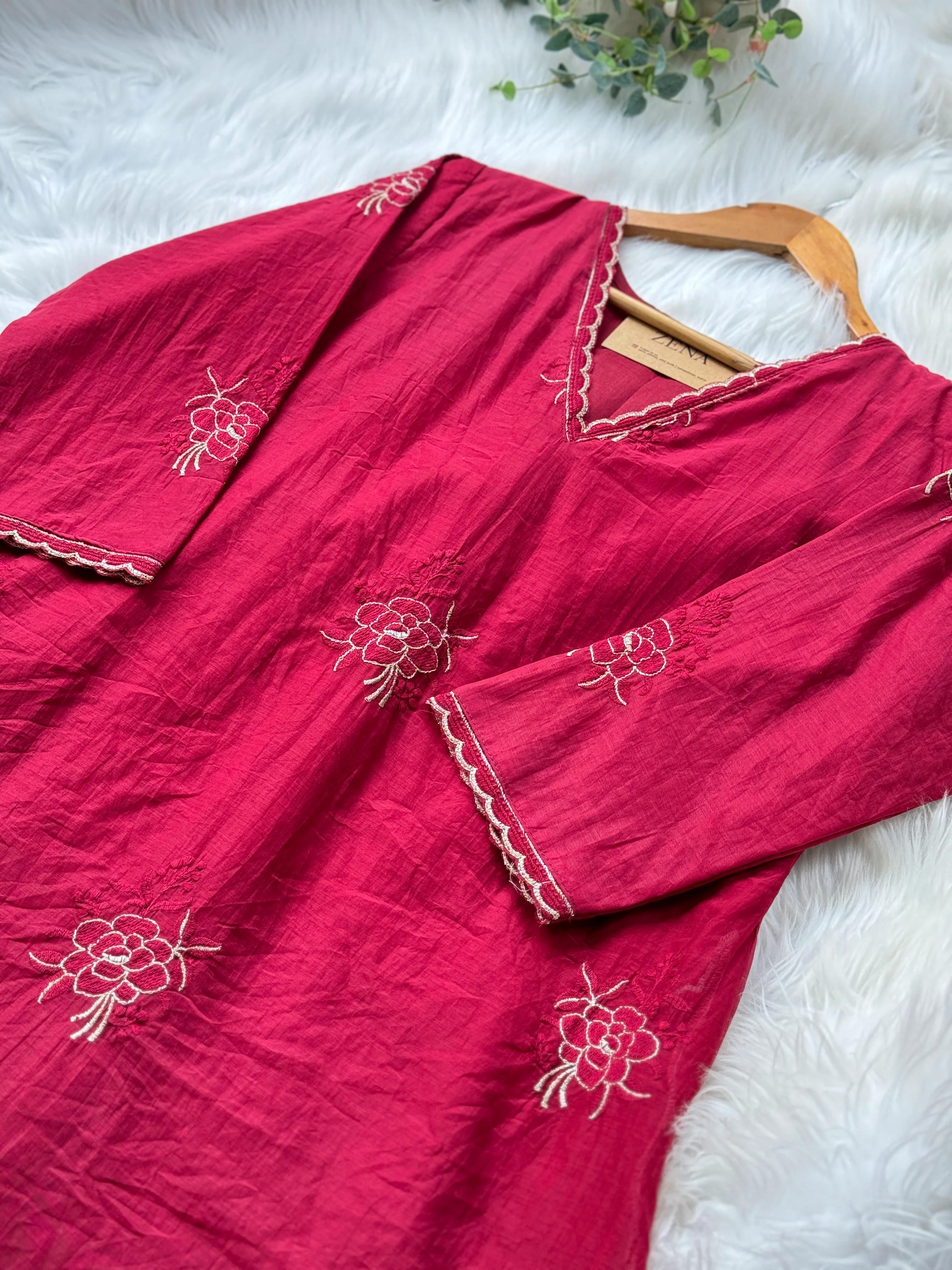Premium Mul Chanderi Embroidered A-Line Kurti Set ✨ - Image 4