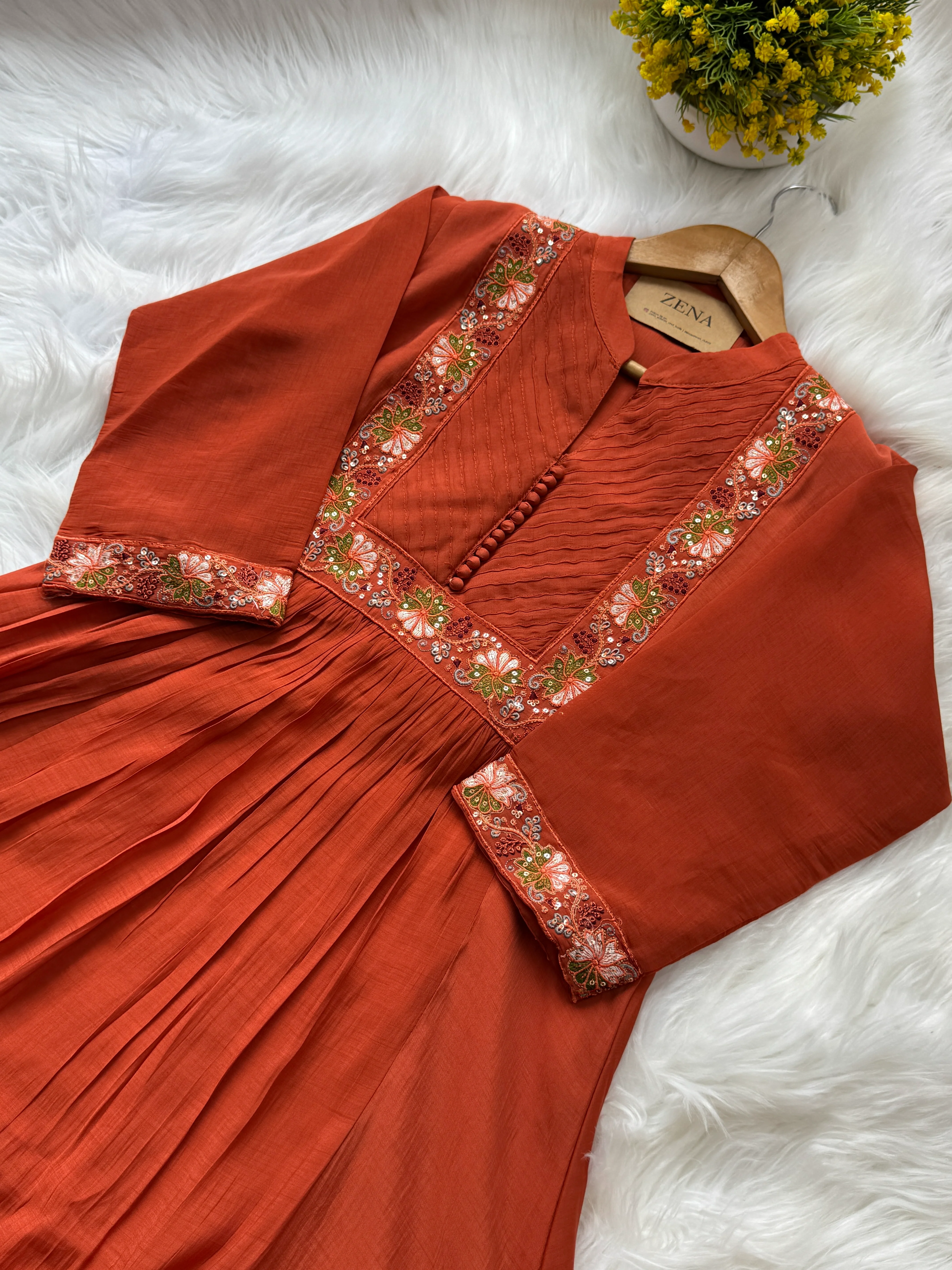 Premium Mul Chanderi Embroidered Anarkali Suit - Image 5