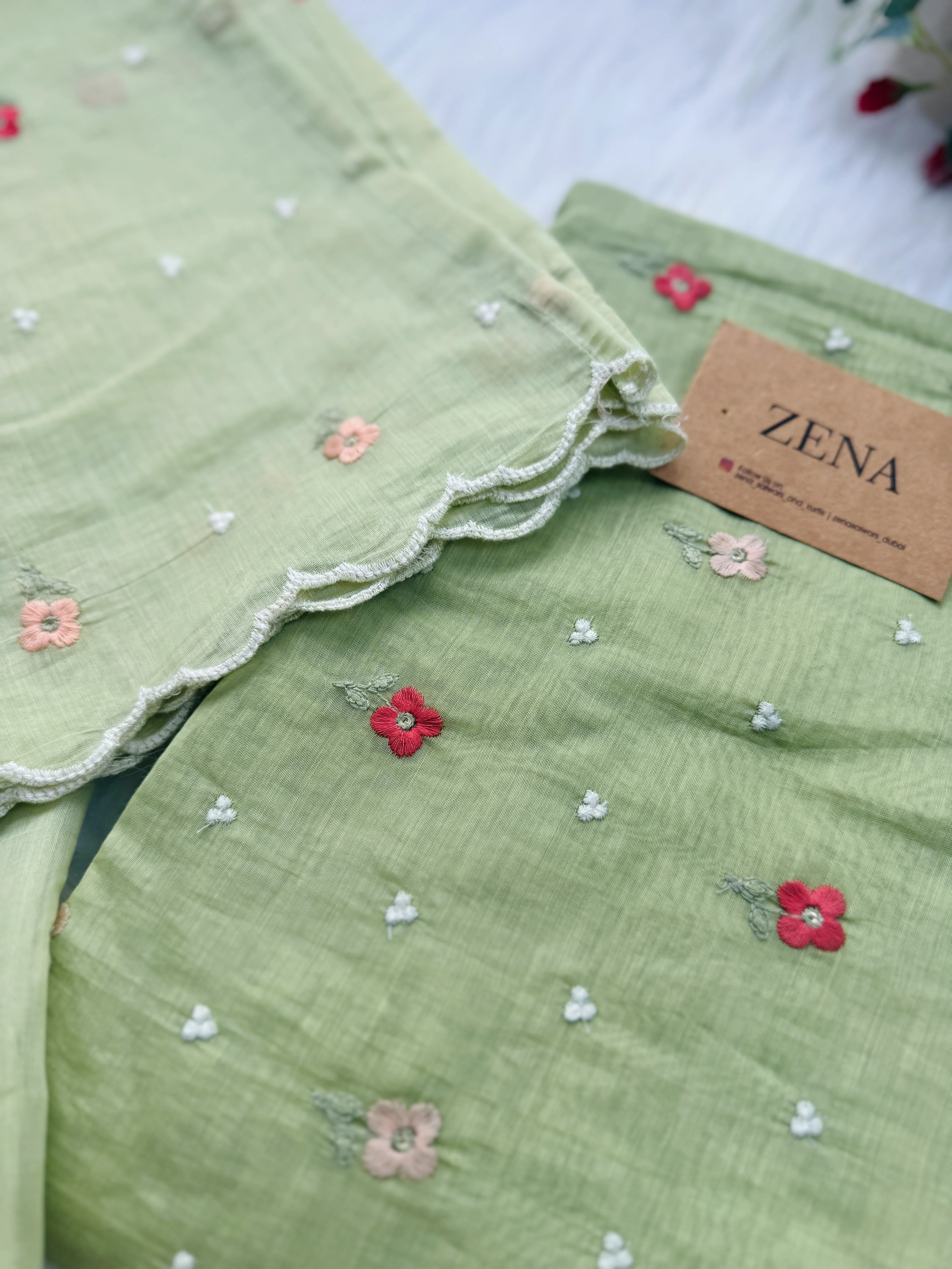 Signature Unstitched Suit 💛 Premium Mul Chanderi Embroidered Unstitched Suit – Redefining Ethnic Elegance - Image 4